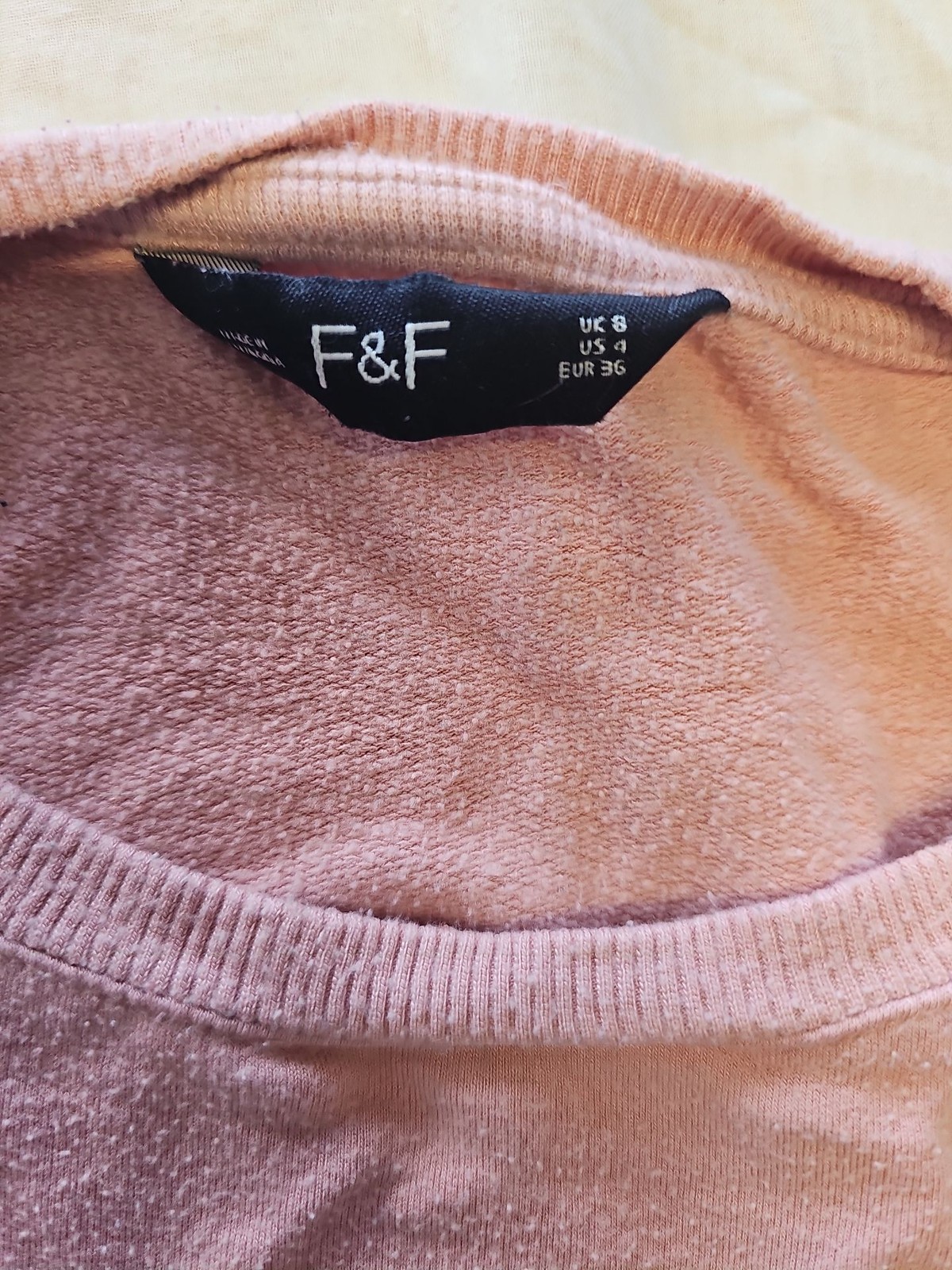 F&F Women’s Dusty Rose Crewneck Sweatshirt Size UK 8  F532