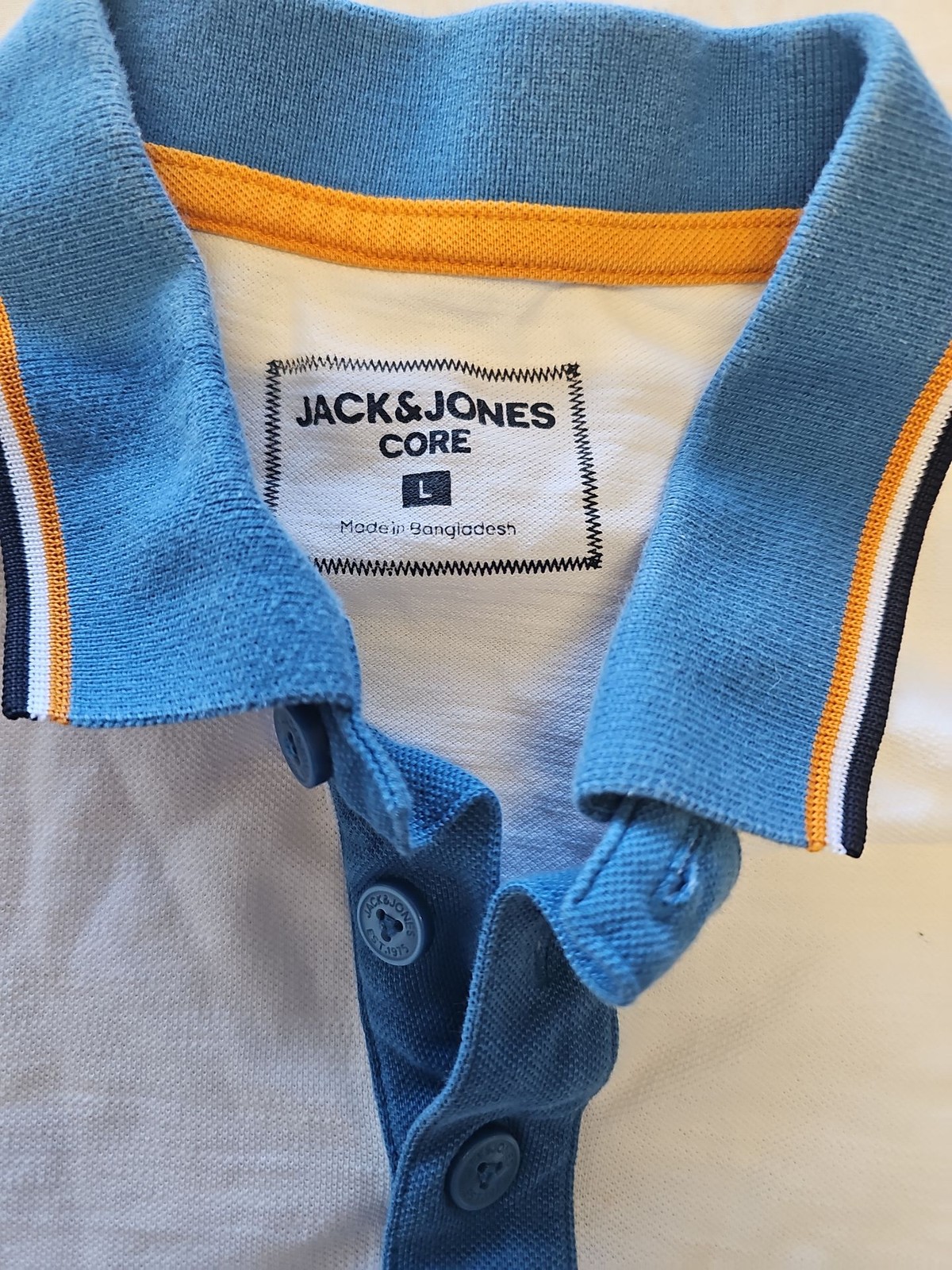 Jack & Jones Core White Polo Shirt with Contrast Tipping  F536