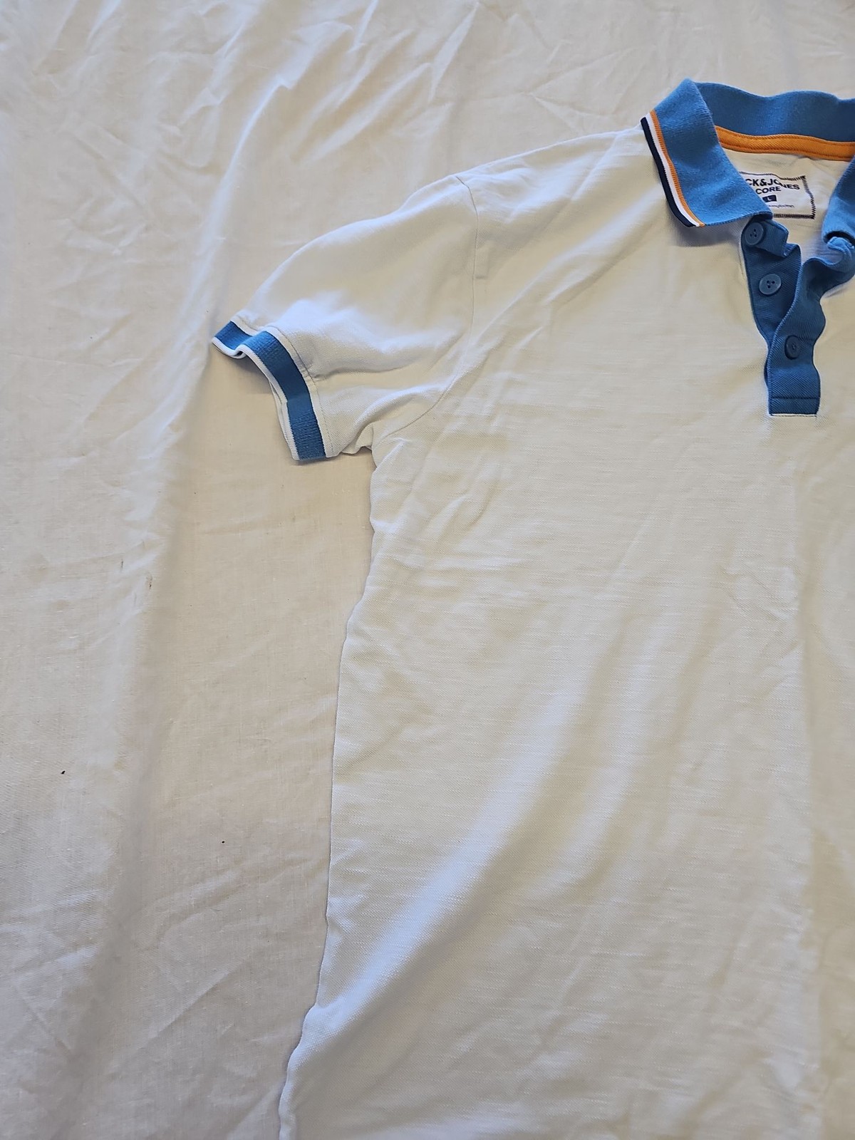 Jack & Jones Core White Polo Shirt with Contrast Tipping F536 - Image 3