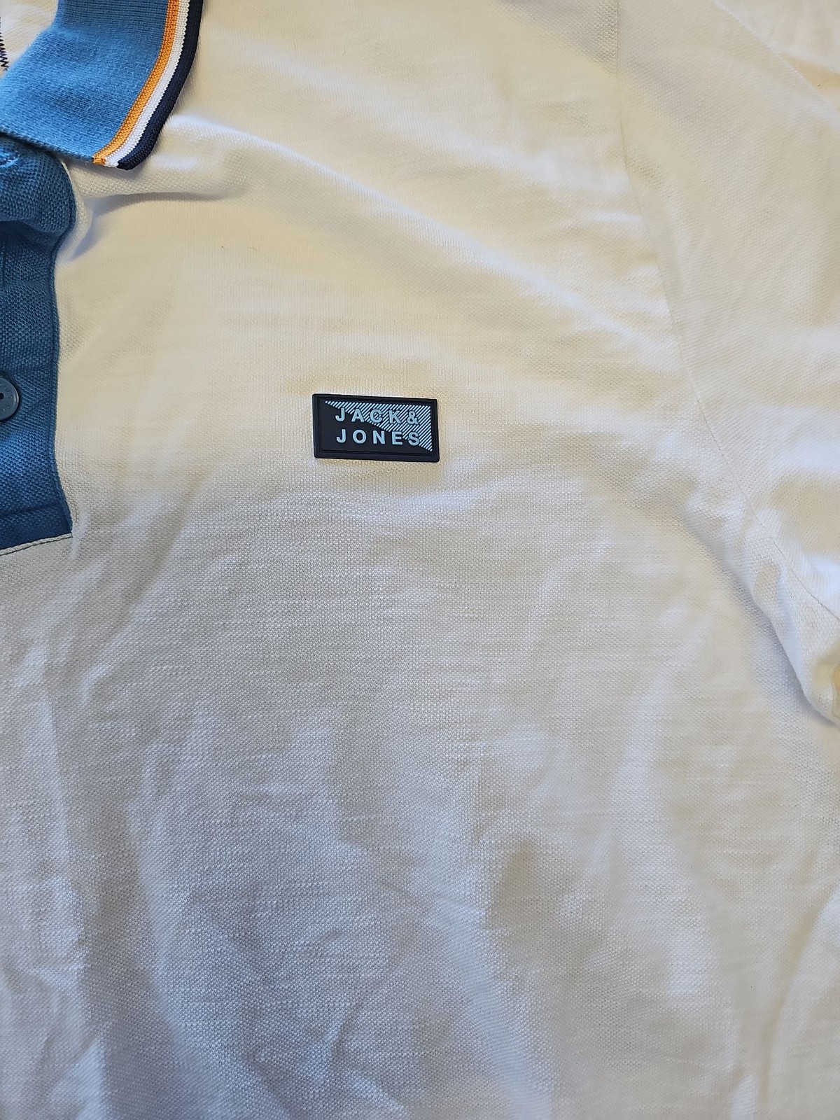 Jack & Jones Core White Polo Shirt with Contrast Tipping F536 - Image 5