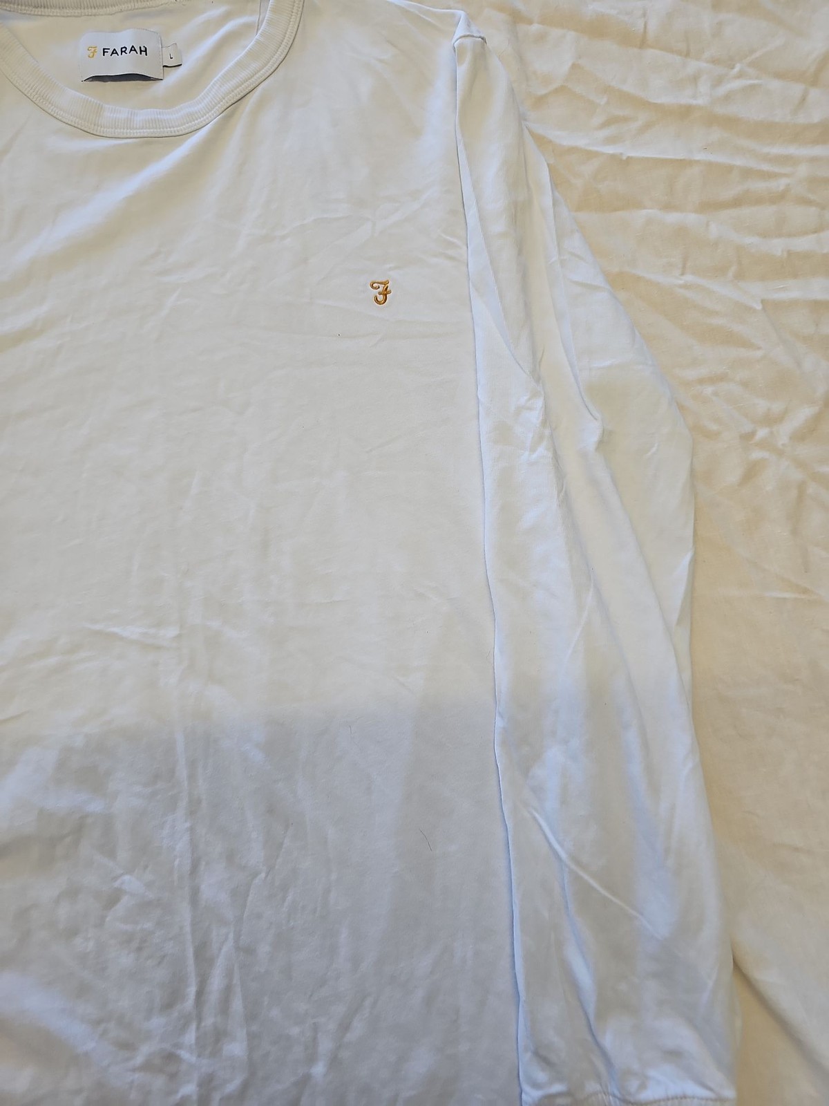 Farah Men's Classic White Long Sleeve T-Shirt - Size Large F537 - Image 3