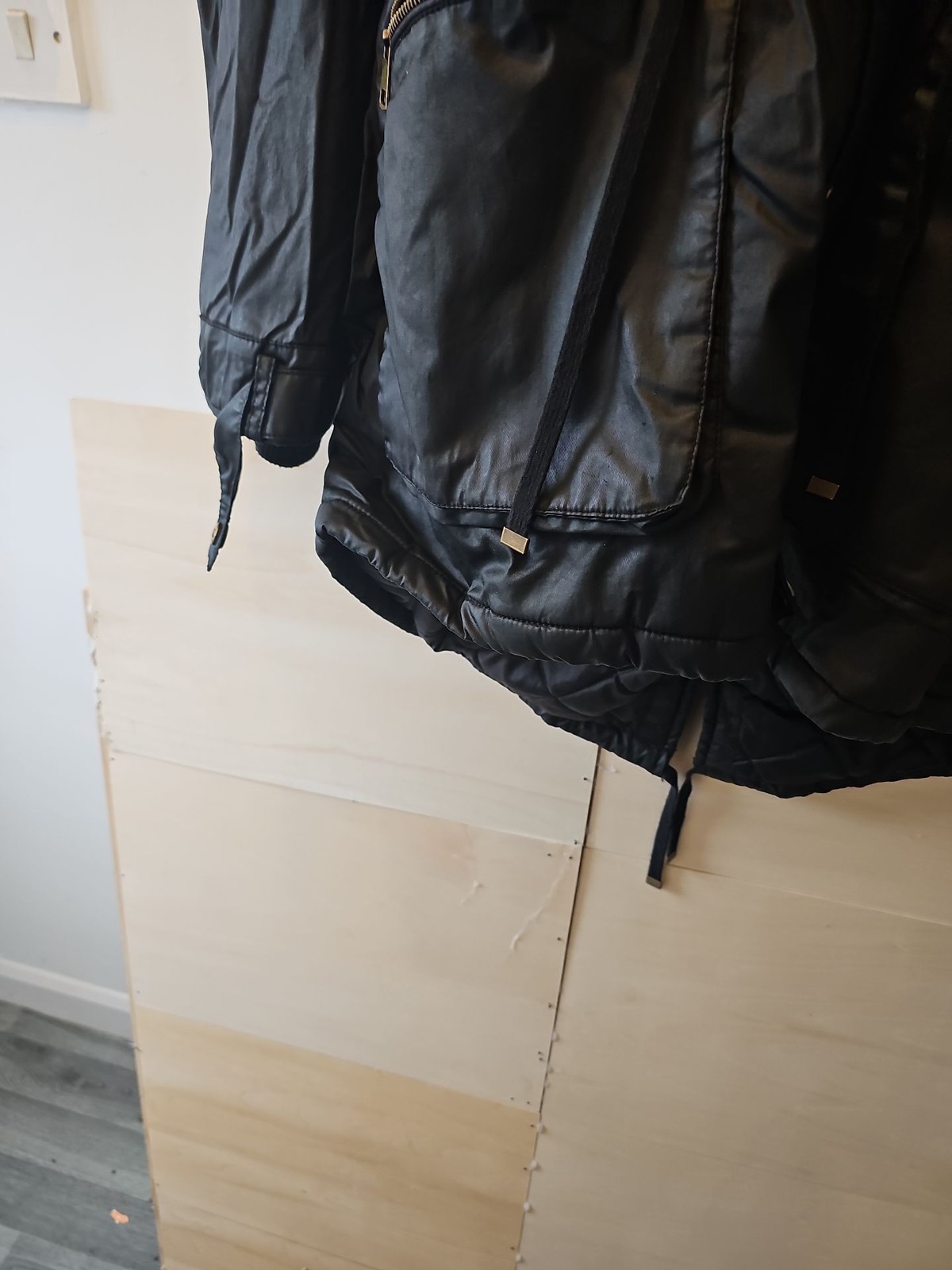 George Black Waxed-Look Parka with Faux Fur Lining W452 - Image 3