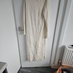 Zara Knit Cream Ribbed Long Sleeve Midi Sweater Dress  410
