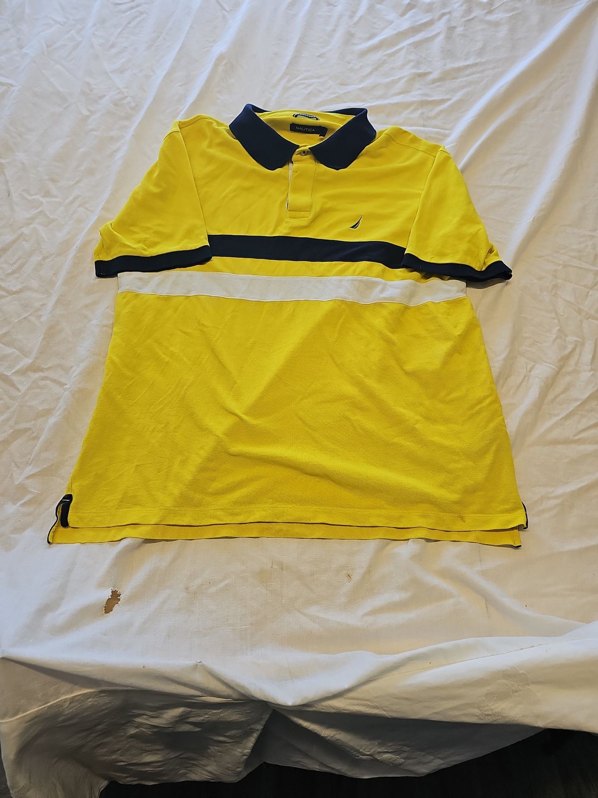 Nautica Men's Yellow Stripe Polo Shirt F547