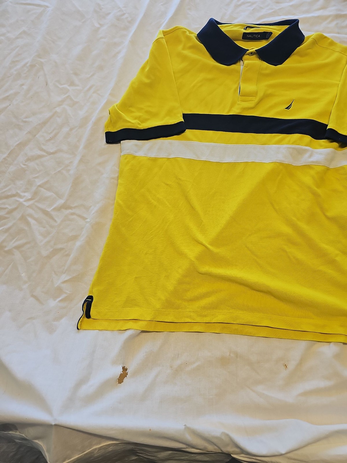 Nautica Men's Yellow Stripe Polo Shirt F547 - Image 3