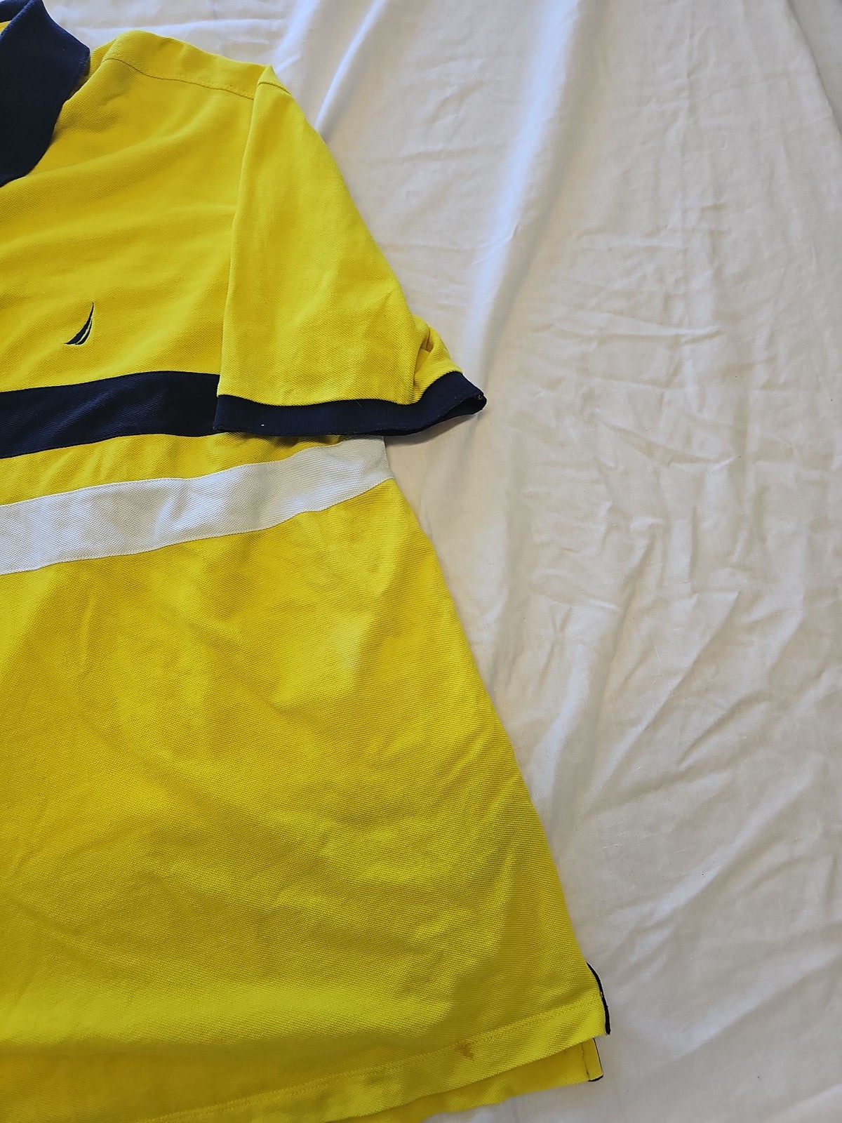 Nautica Men's Yellow Stripe Polo Shirt F547 - Image 4