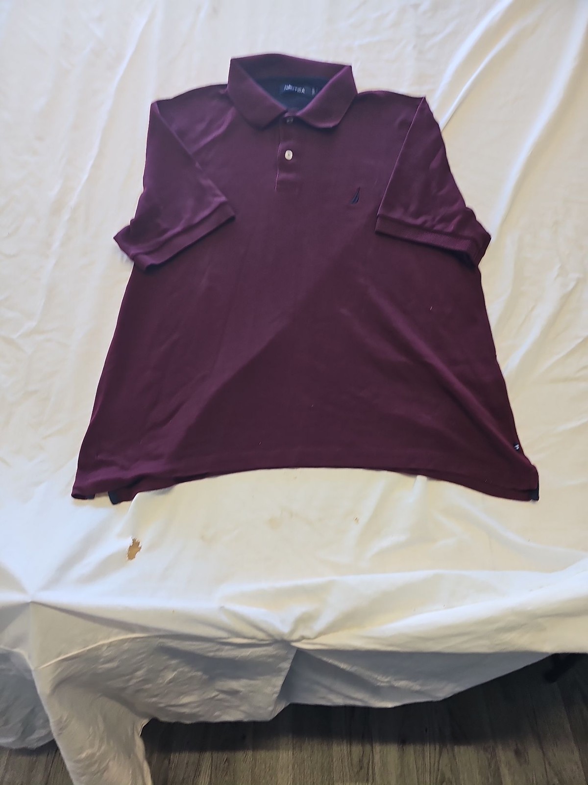 Nautica Classic Fit Burgundy Pique Polo Shirt - Men's Size Large F549