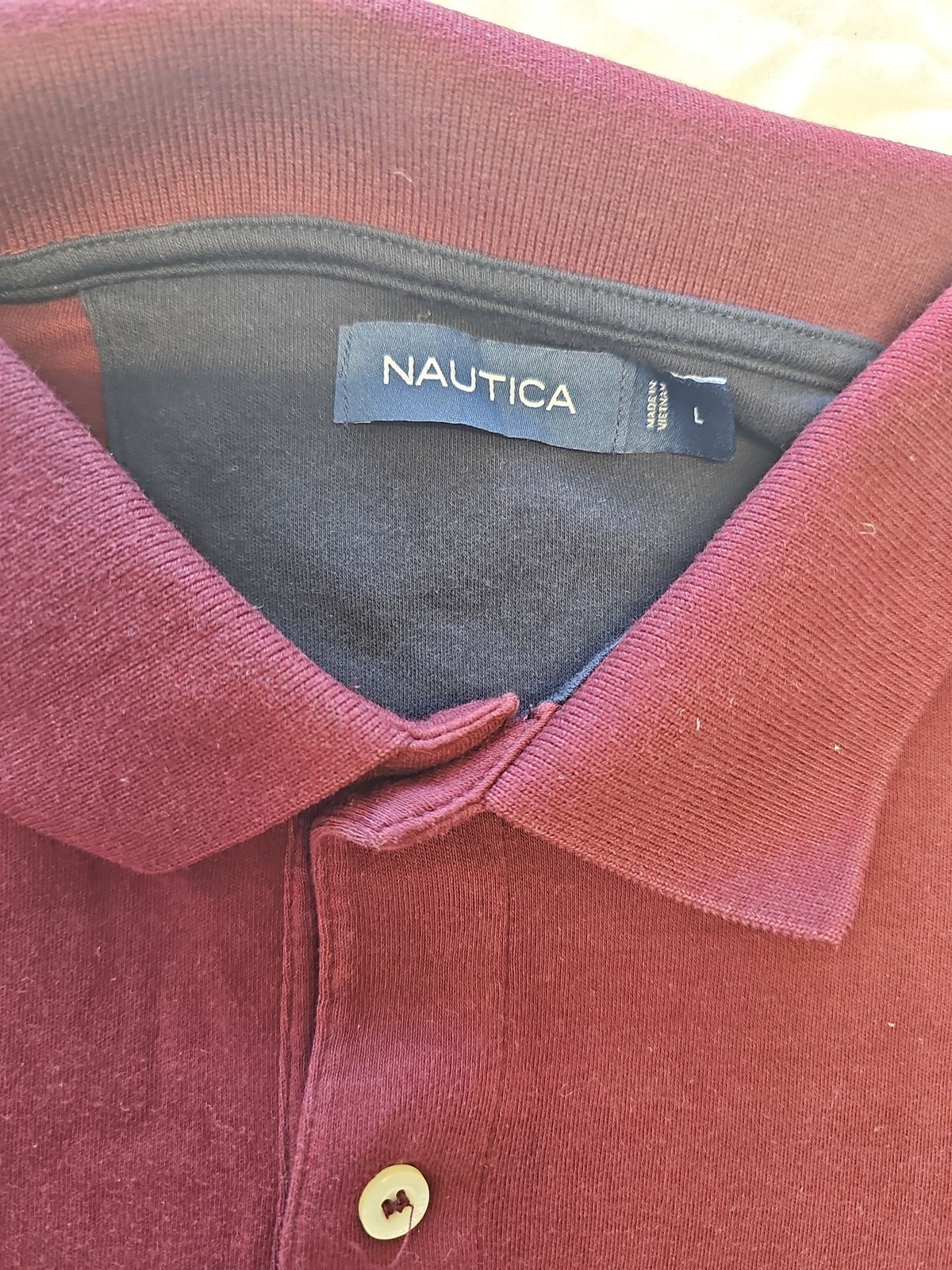 Nautica Classic Fit Burgundy Pique Polo Shirt – Men’s Size Large F549