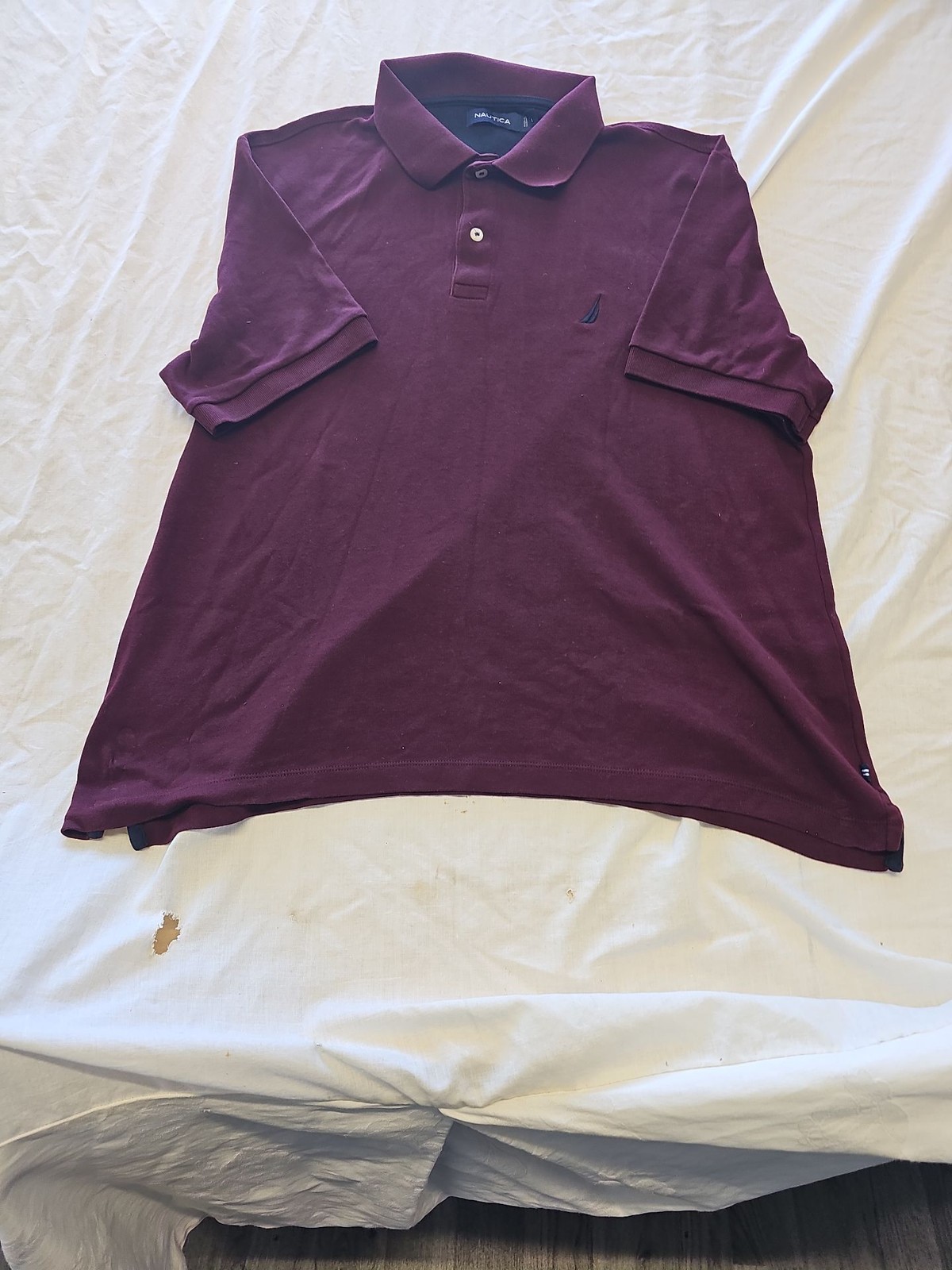 Nautica Classic Fit Burgundy Pique Polo Shirt - Men's Size Large F549 - Image 3