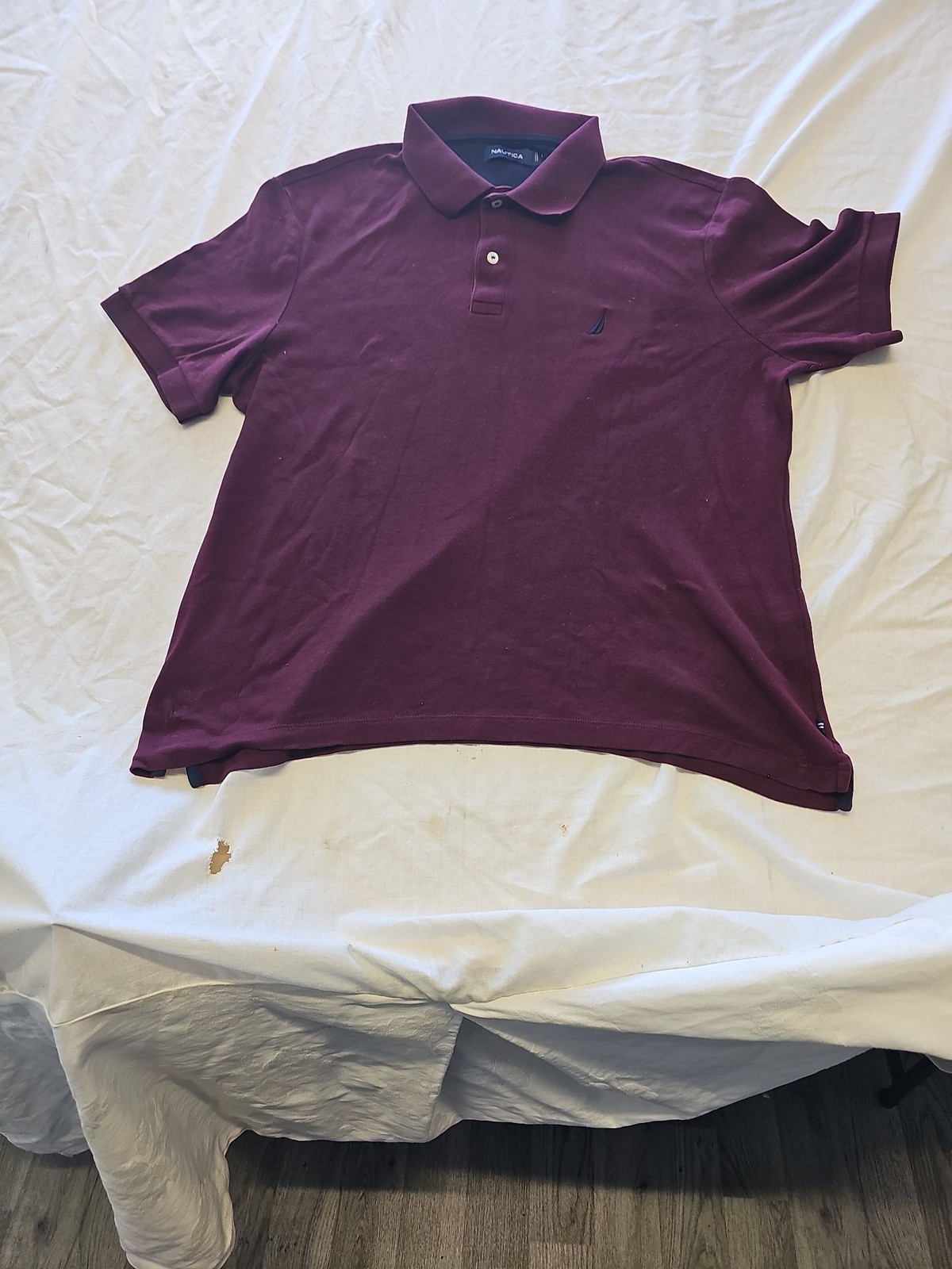 Nautica Classic Fit Burgundy Pique Polo Shirt - Men's Size Large F549 - Image 4