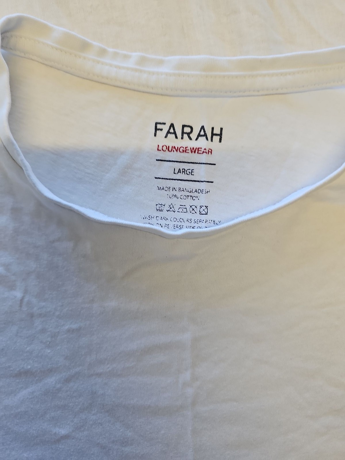 Farah Loungewear Men’s 100% Cotton Crew Neck T-Shirt in White  F54