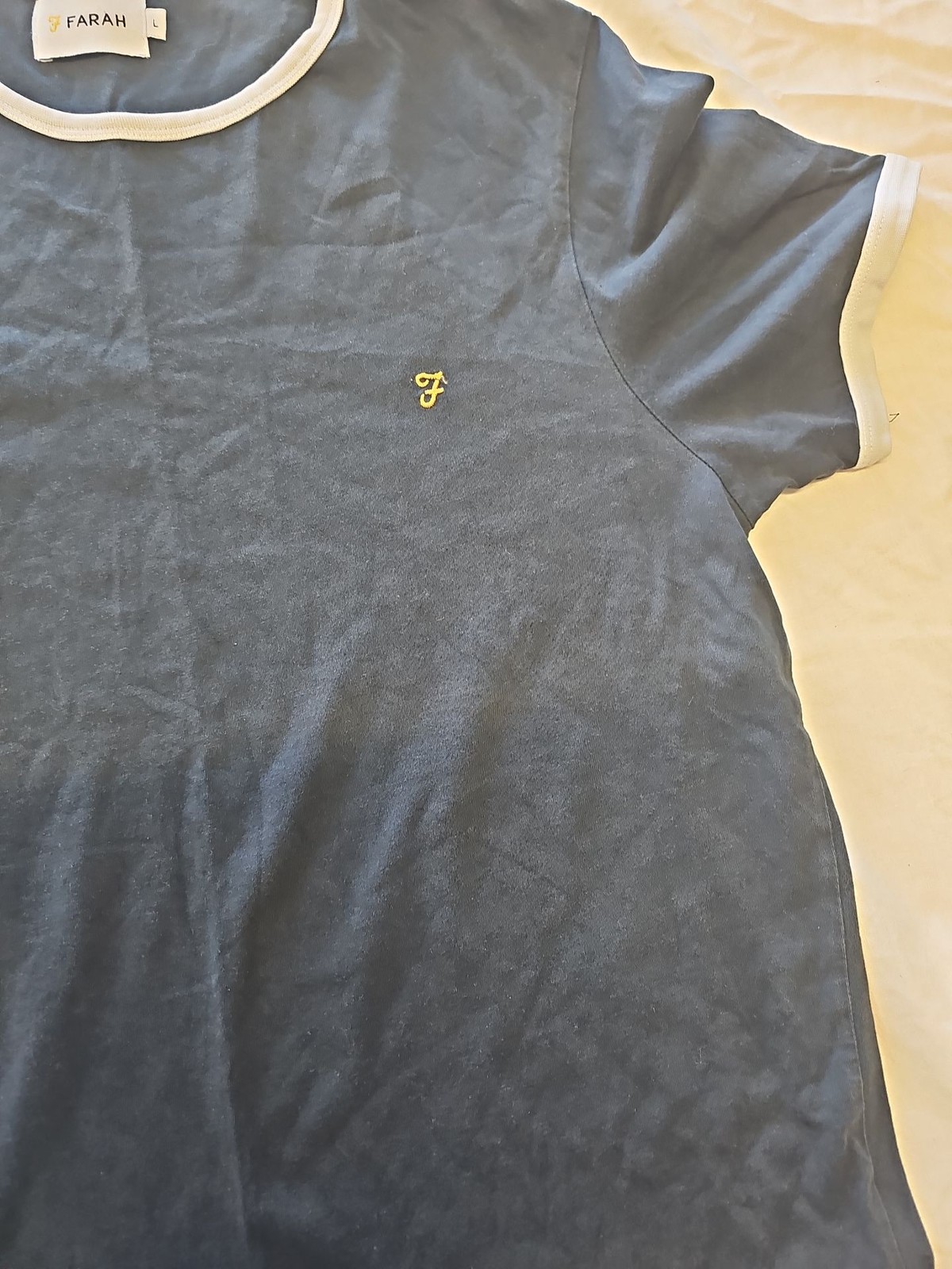 Farah Vintage Men's Navy Ringer T-Shirt F542 - Image 3