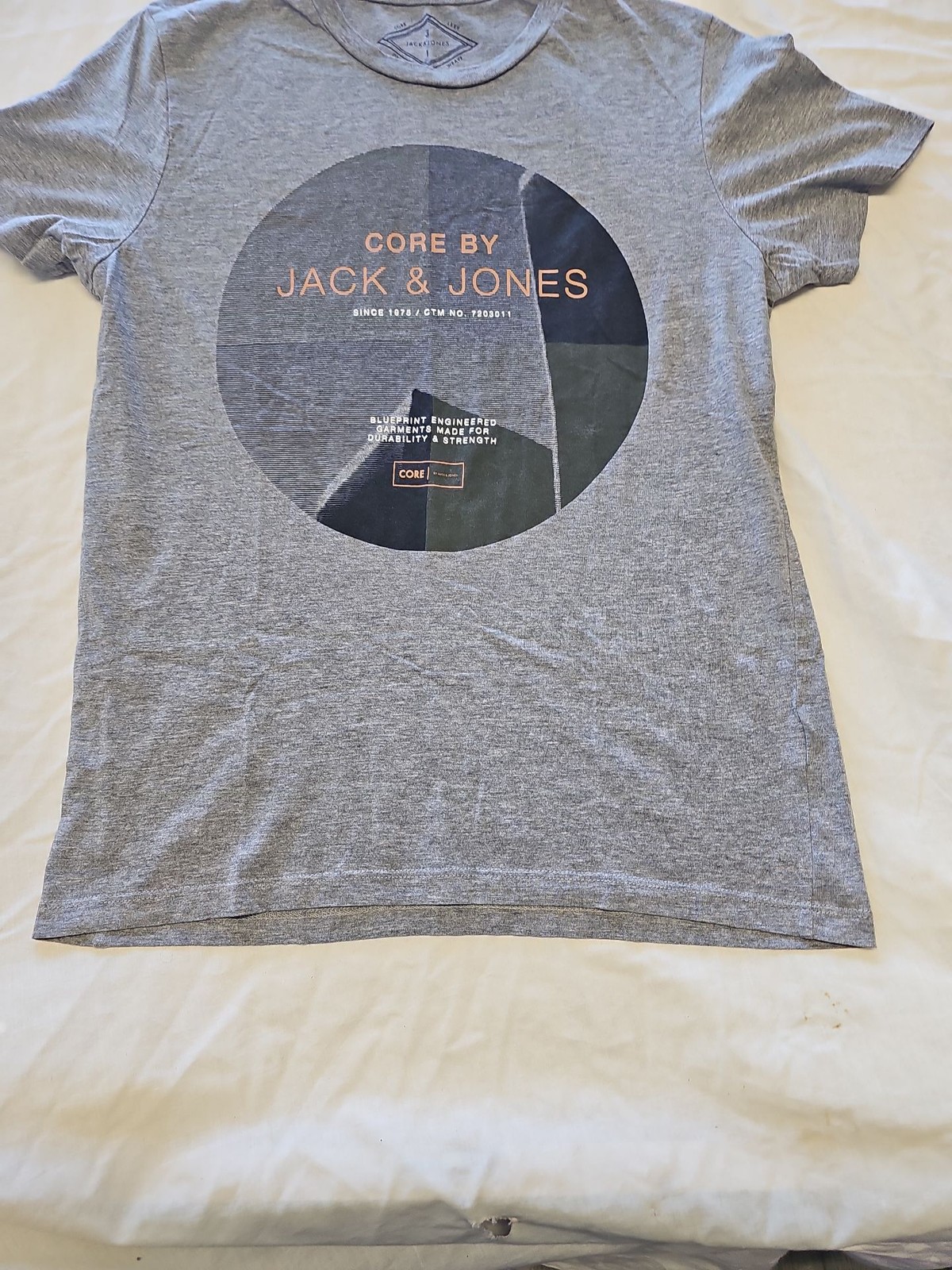 Jack & Jones Core Grey Marl Graphic T-Shirt F543 - Image 3
