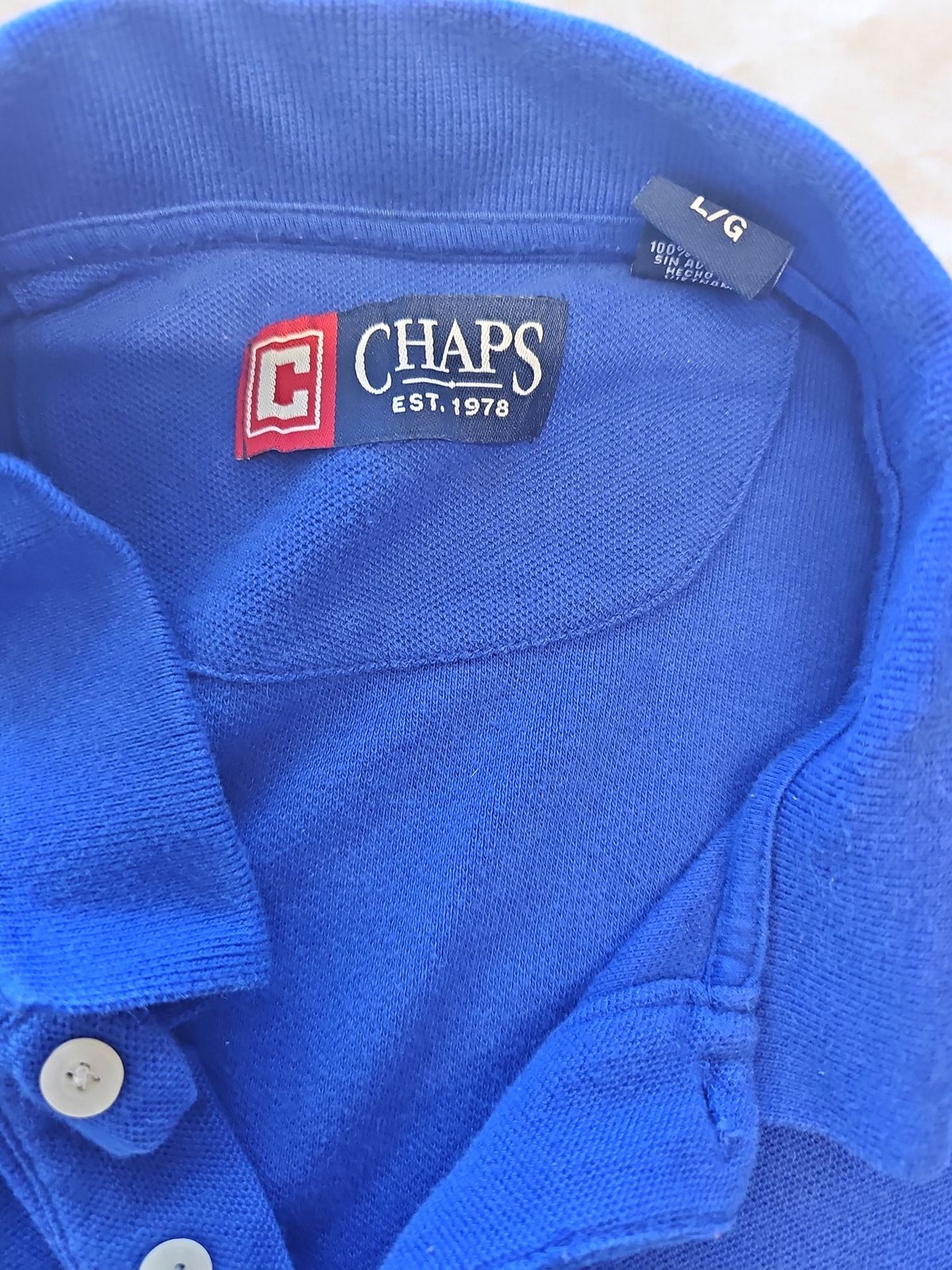Chaps Royal Blue Men’s Short Sleeve Polo Shirt – Large  545