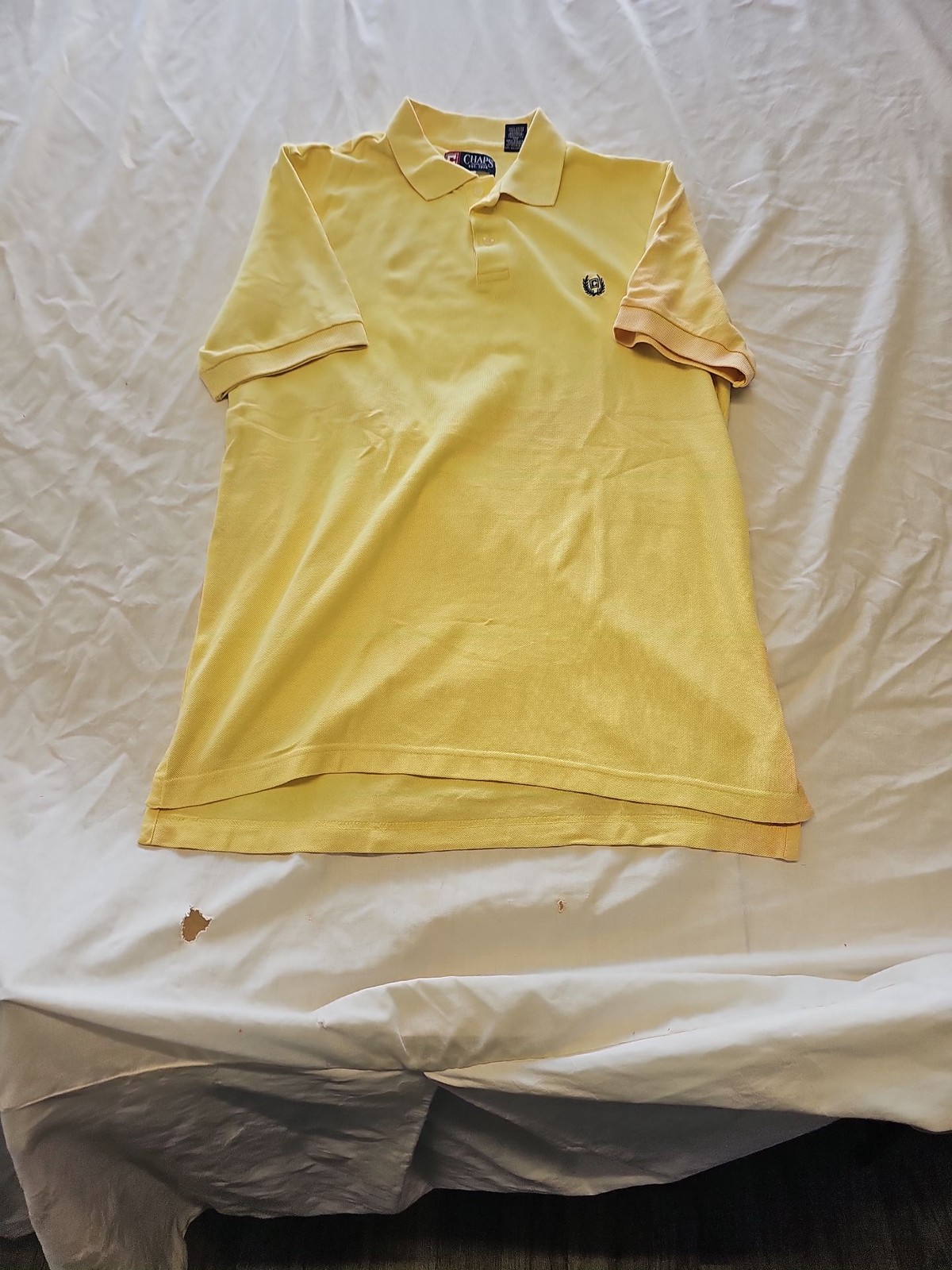 Vintage Chaps Ralph Lauren Pastel Yellow Pique Polo Shirt F550