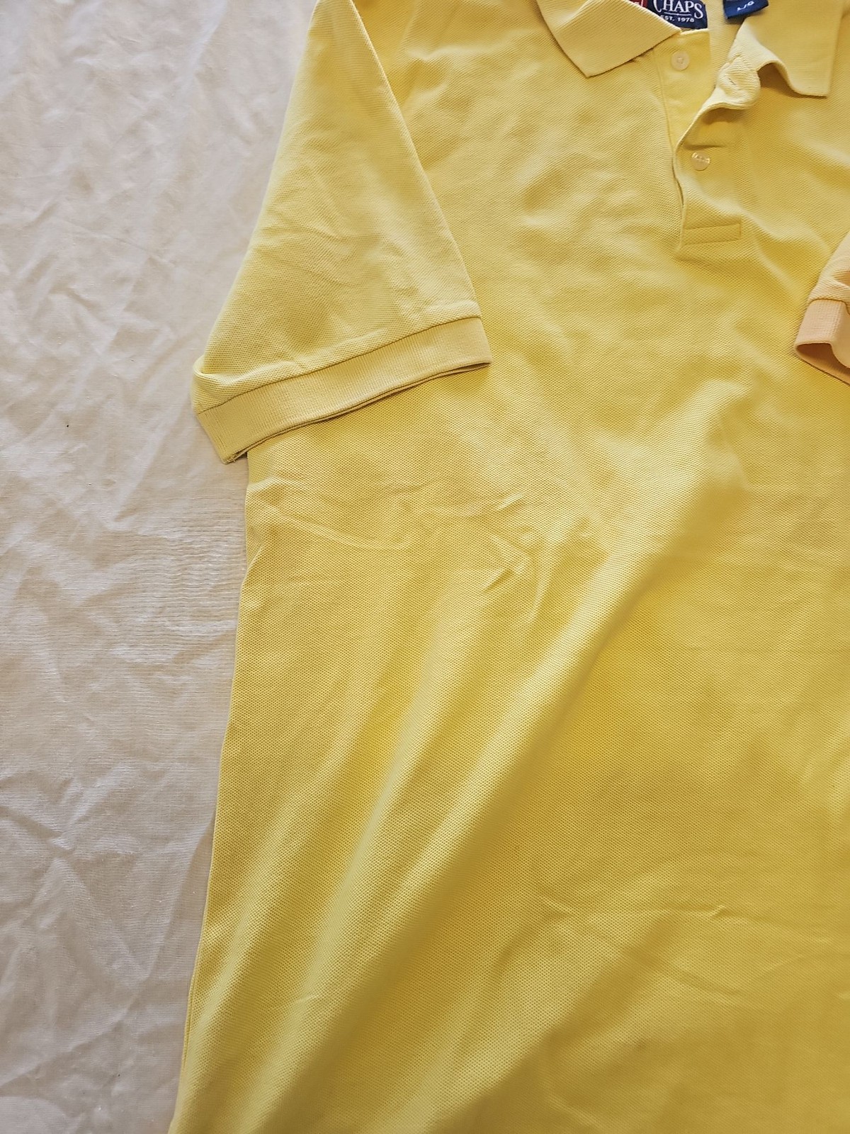 Vintage Chaps Ralph Lauren Pastel Yellow Pique Polo Shirt F550 - Image 3