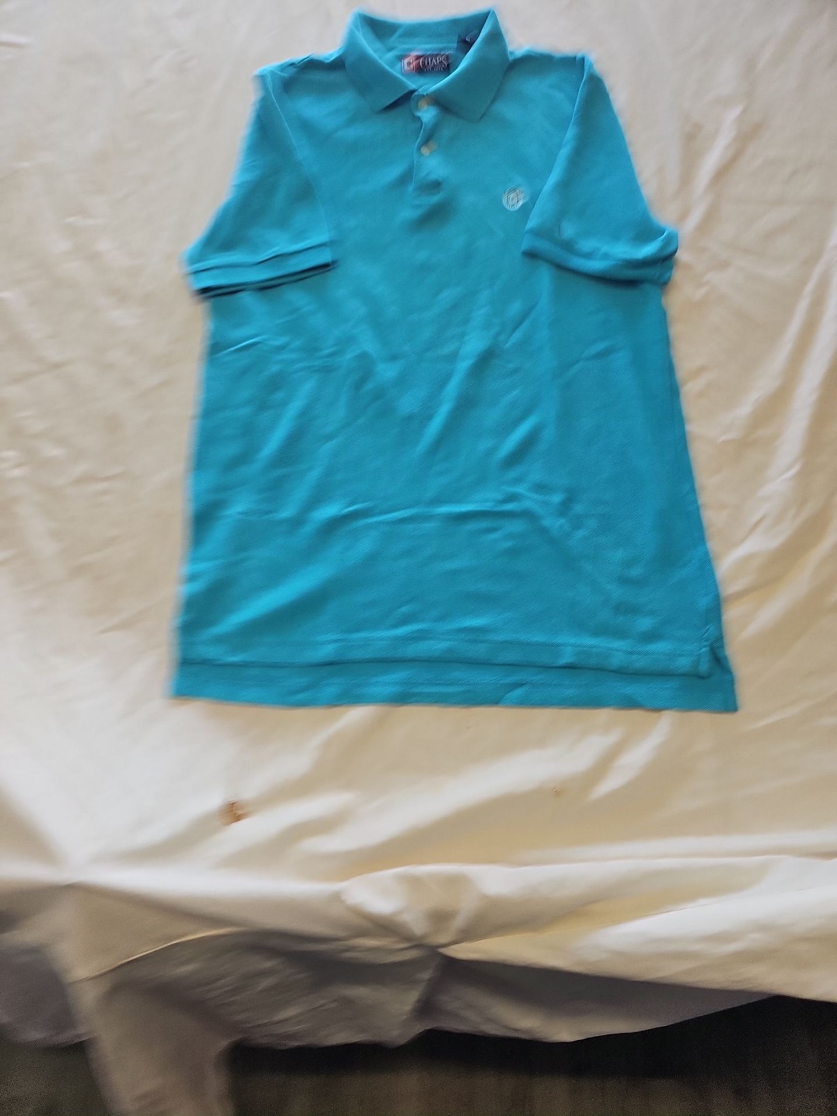 Chaps Men's Cyan Blue Pique Cotton Polo Shirt - Size MediumF555