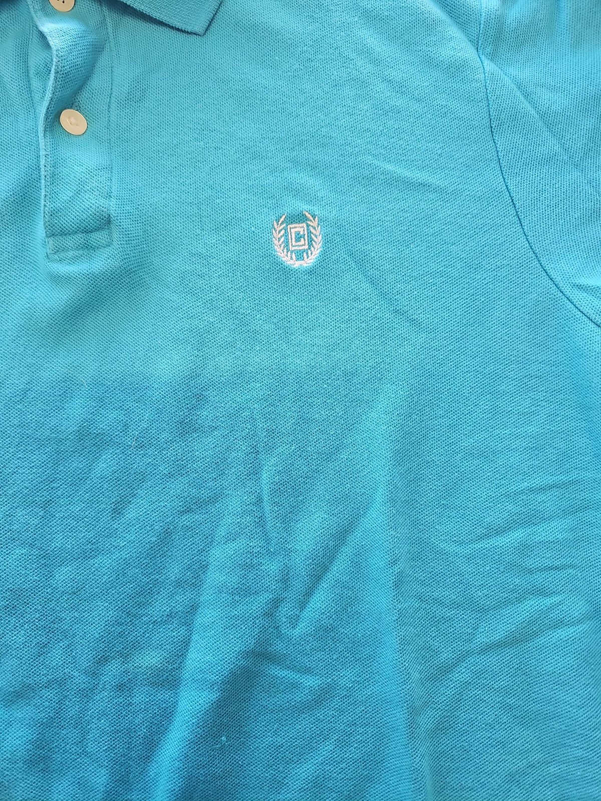 Chaps Men's Cyan Blue Pique Cotton Polo Shirt - Size MediumF555 - Image 4
