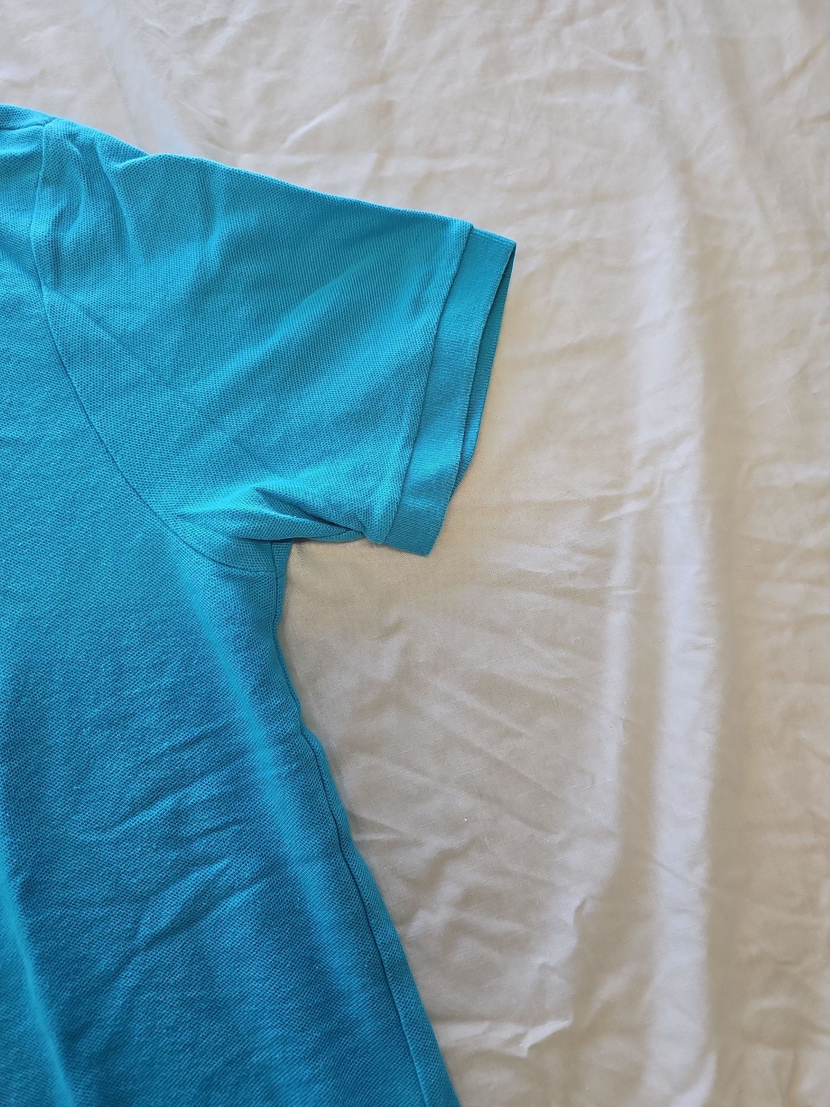 Chaps Men's Cyan Blue Pique Cotton Polo Shirt - Size MediumF555 - Image 5