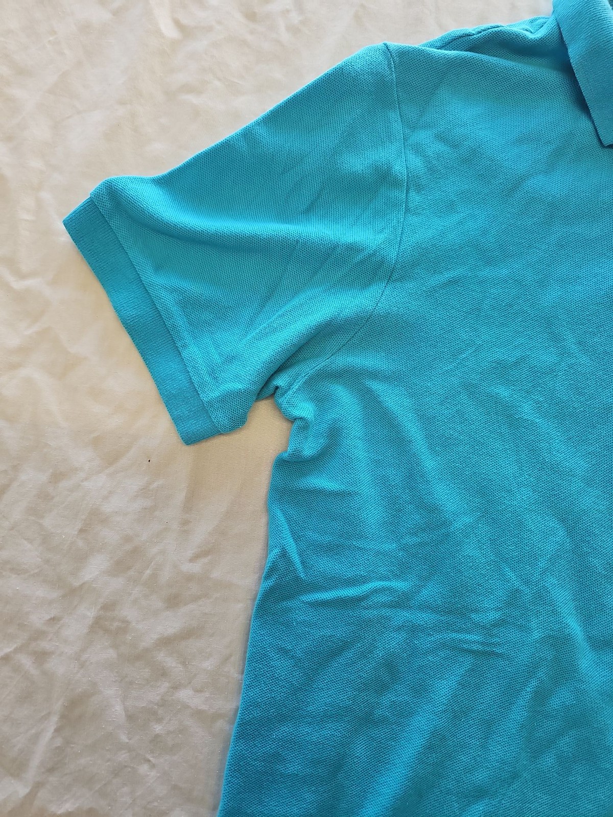 Chaps Men's Cyan Blue Pique Cotton Polo Shirt - Size MediumF555 - Image 6