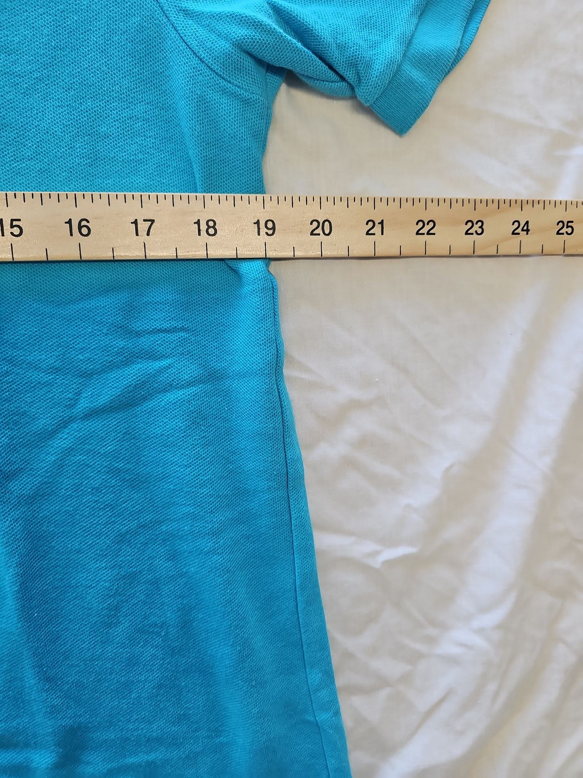 Chaps Men's Cyan Blue Pique Cotton Polo Shirt - Size MediumF555 - Image 7