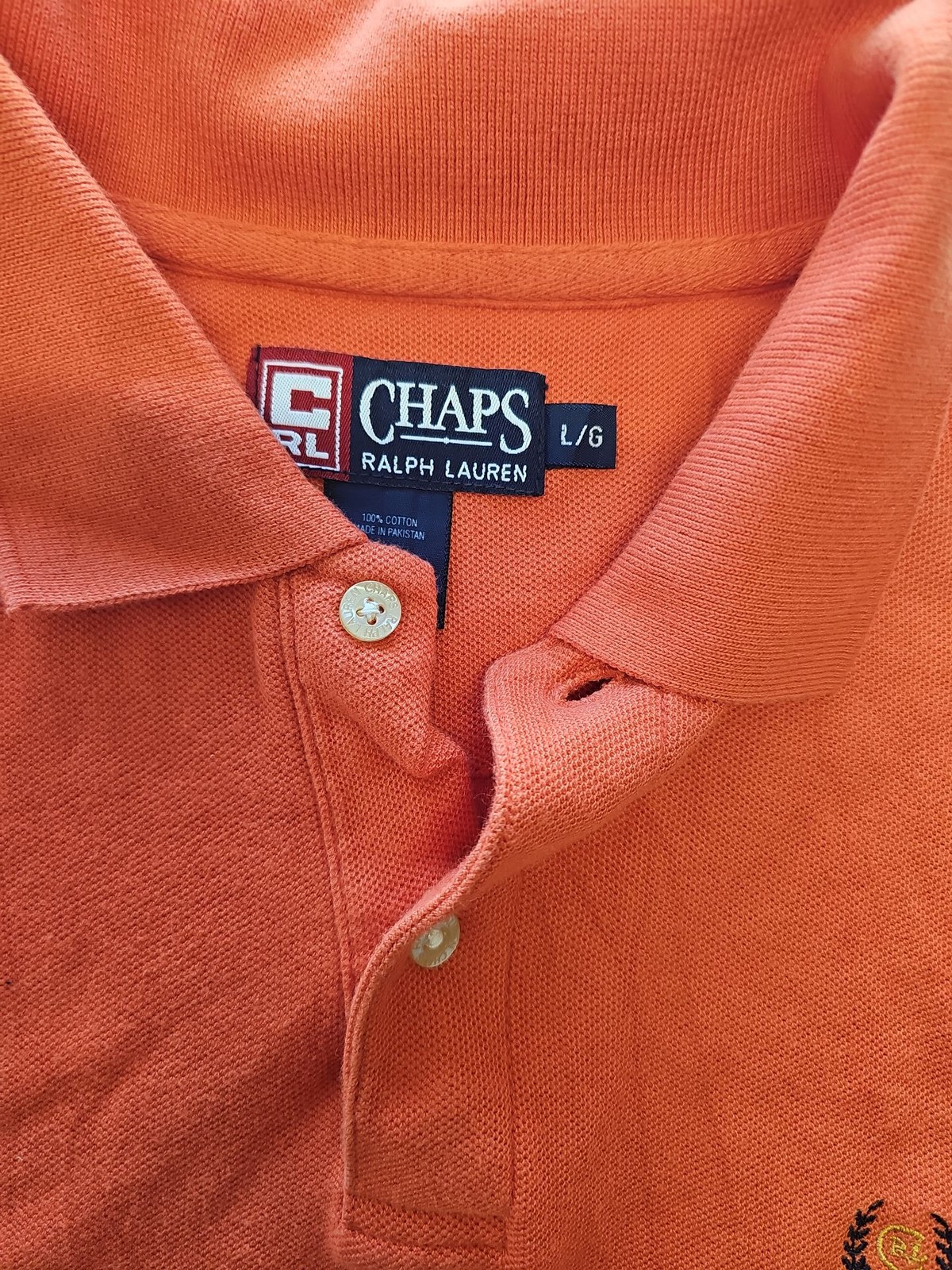 Vintage Chaps Ralph Lauren Burnt Orange Pique Polo Shirt F556