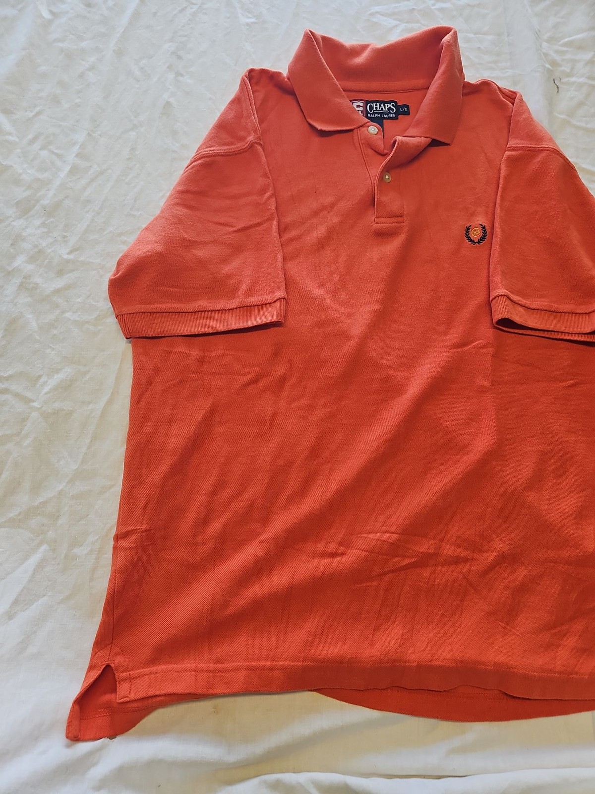 Vintage Chaps Ralph Lauren Burnt Orange Pique Polo Shirt F556 - Image 3