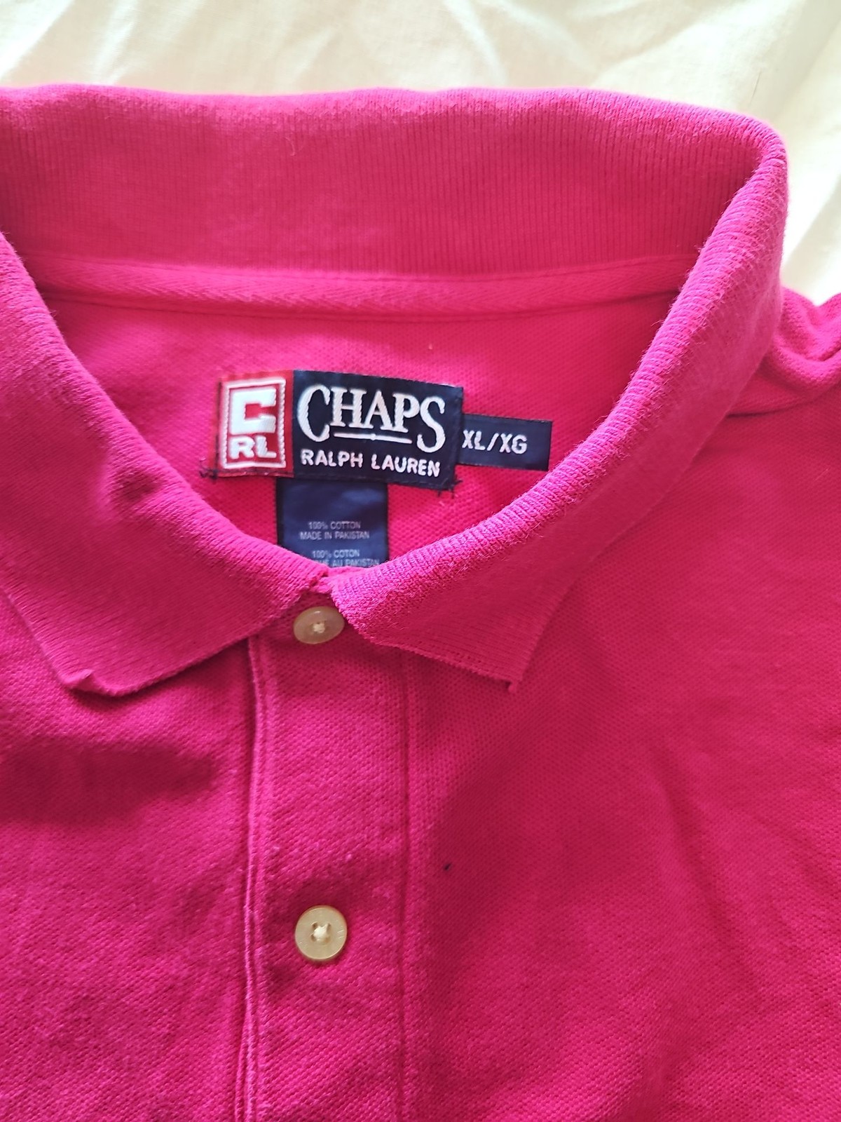 Vintage Chaps Ralph Lauren Pink Stripe Polo Shirt XL F557 - Image 3