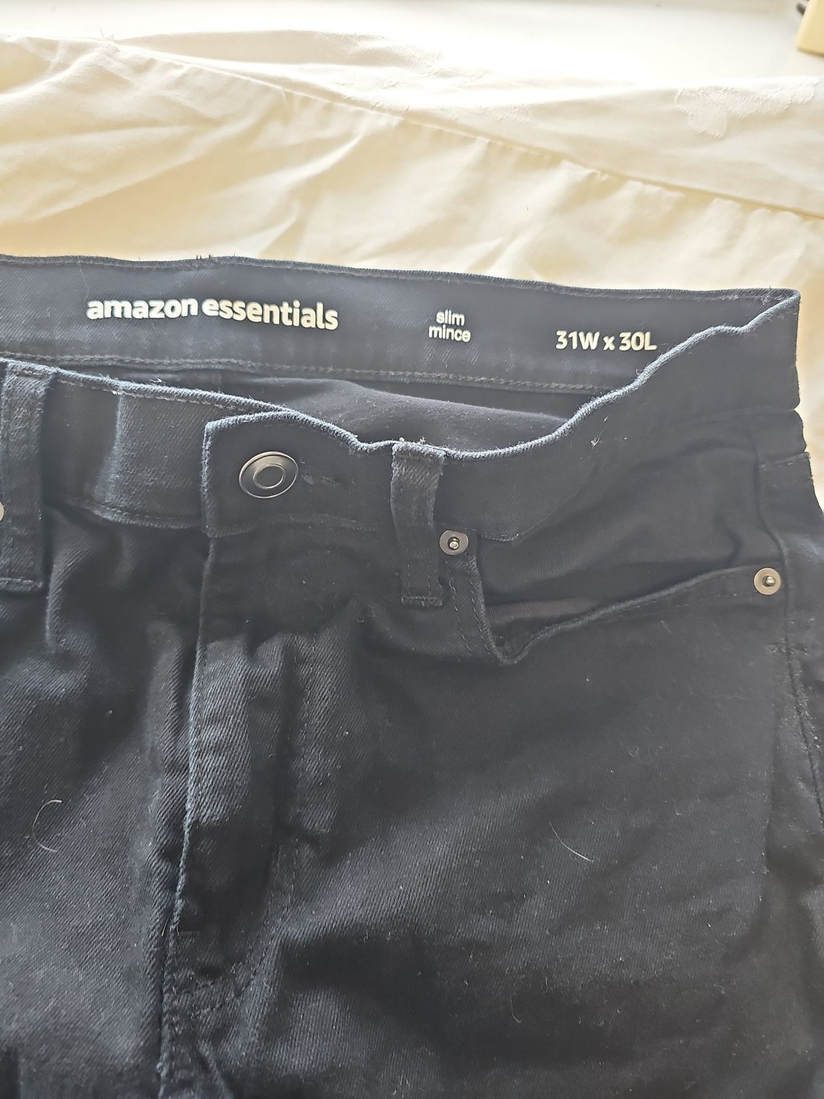 Amazon Essentials Men’s Slim Fit Black Jeans 31W x 30L  F558