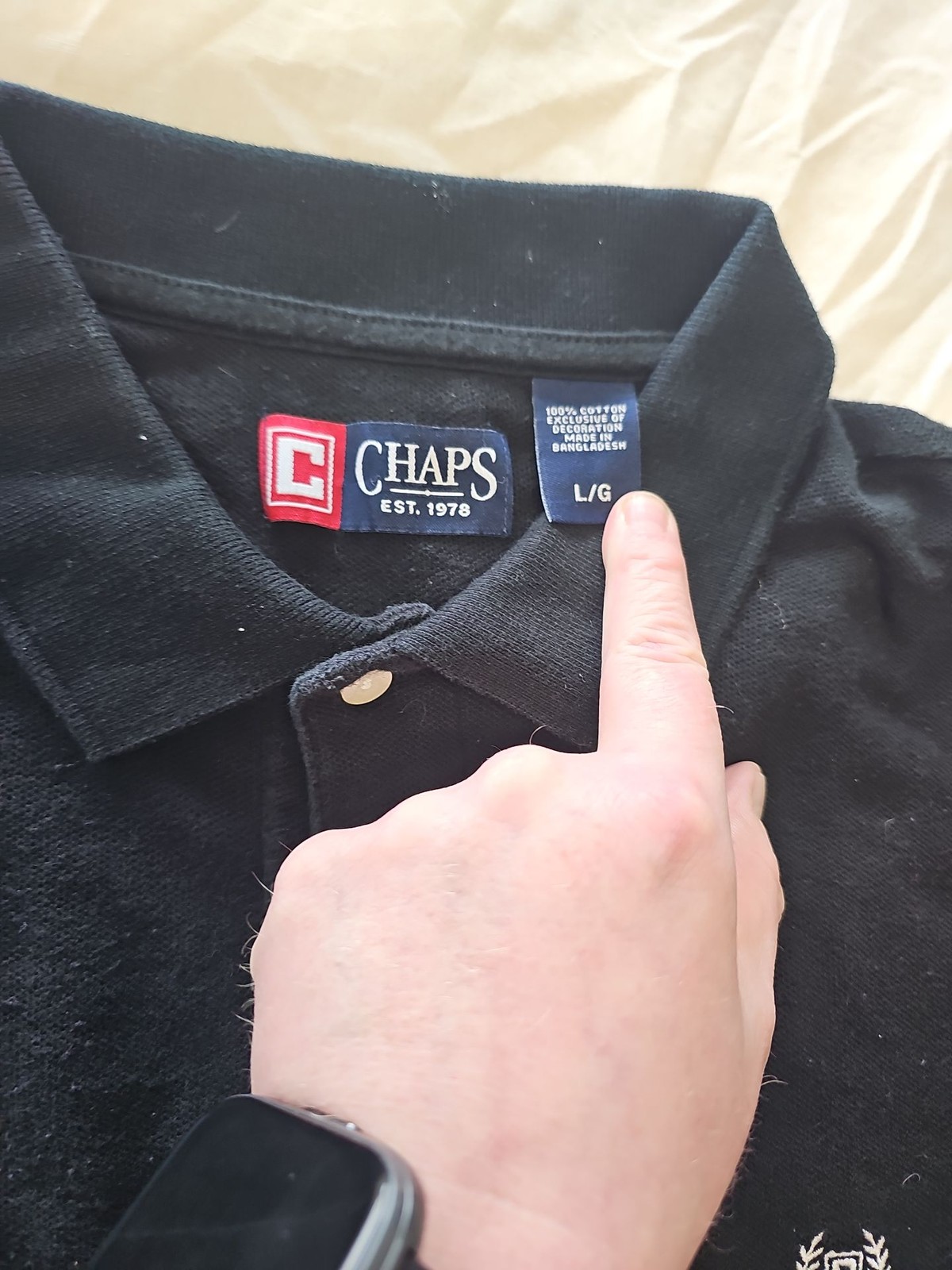 Chaps Men’s Black Pique Cotton Polo Shirt – Size L F560