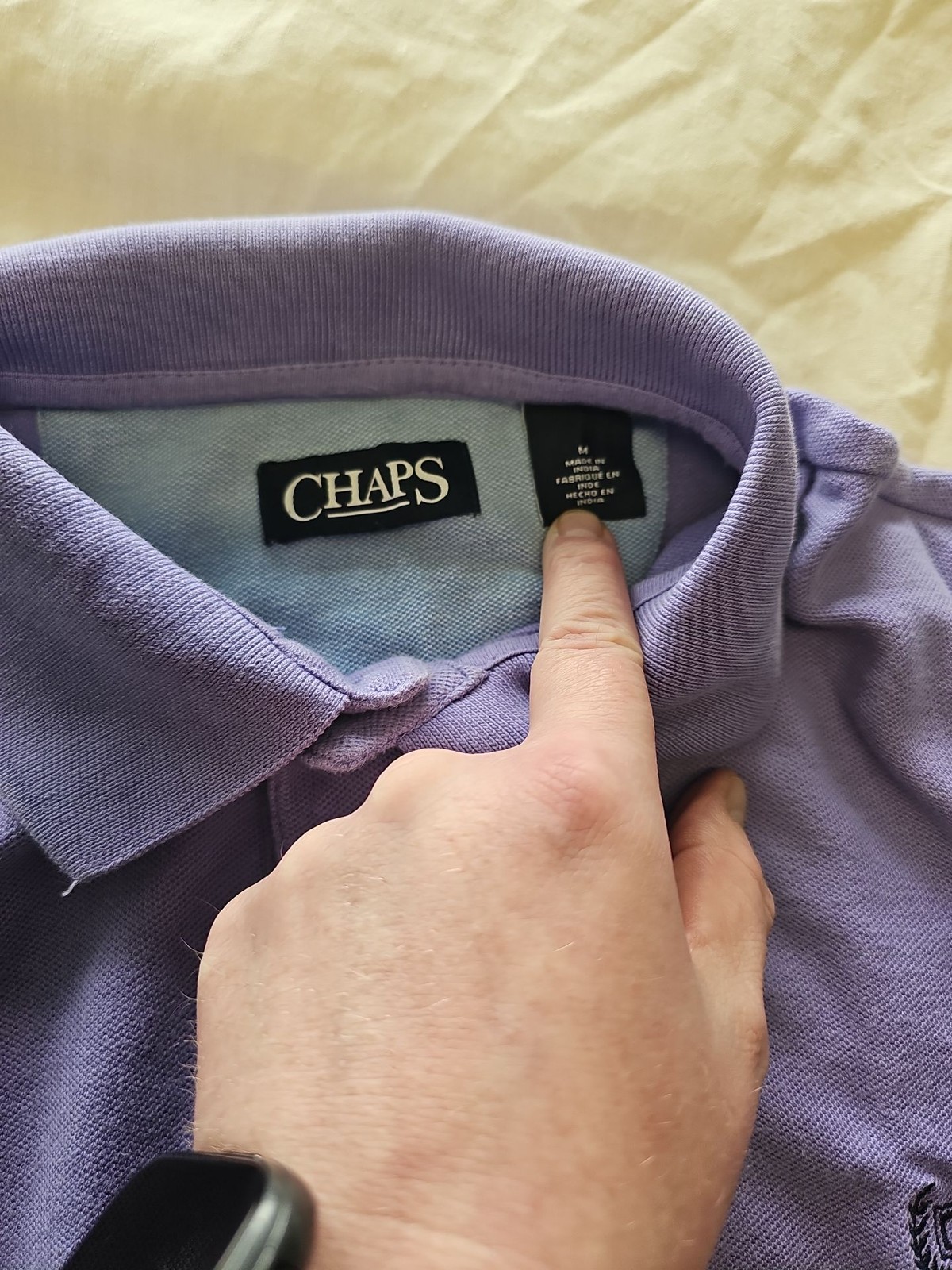 Chaps Men’s Lavender Piqué Polo Shirt – Medium F561