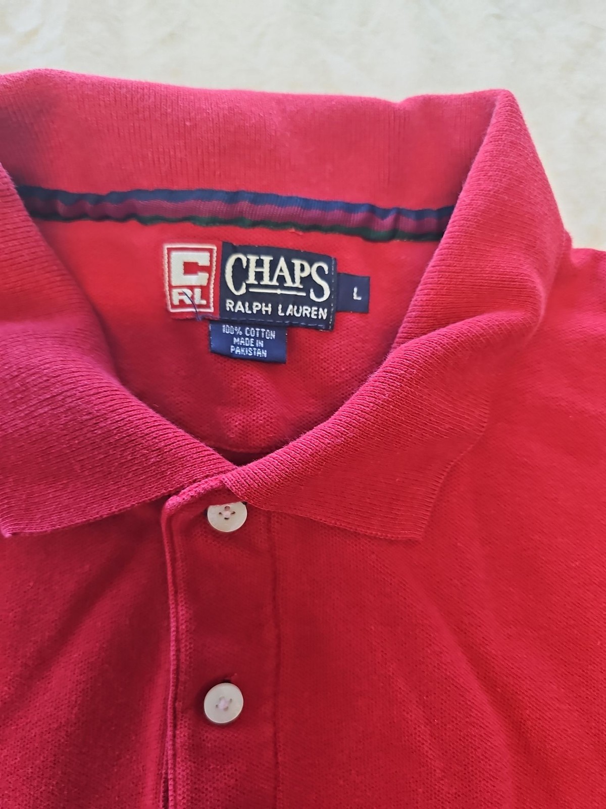 Vintage Chaps Ralph Lauren Red Pique Polo Shirt Large G529