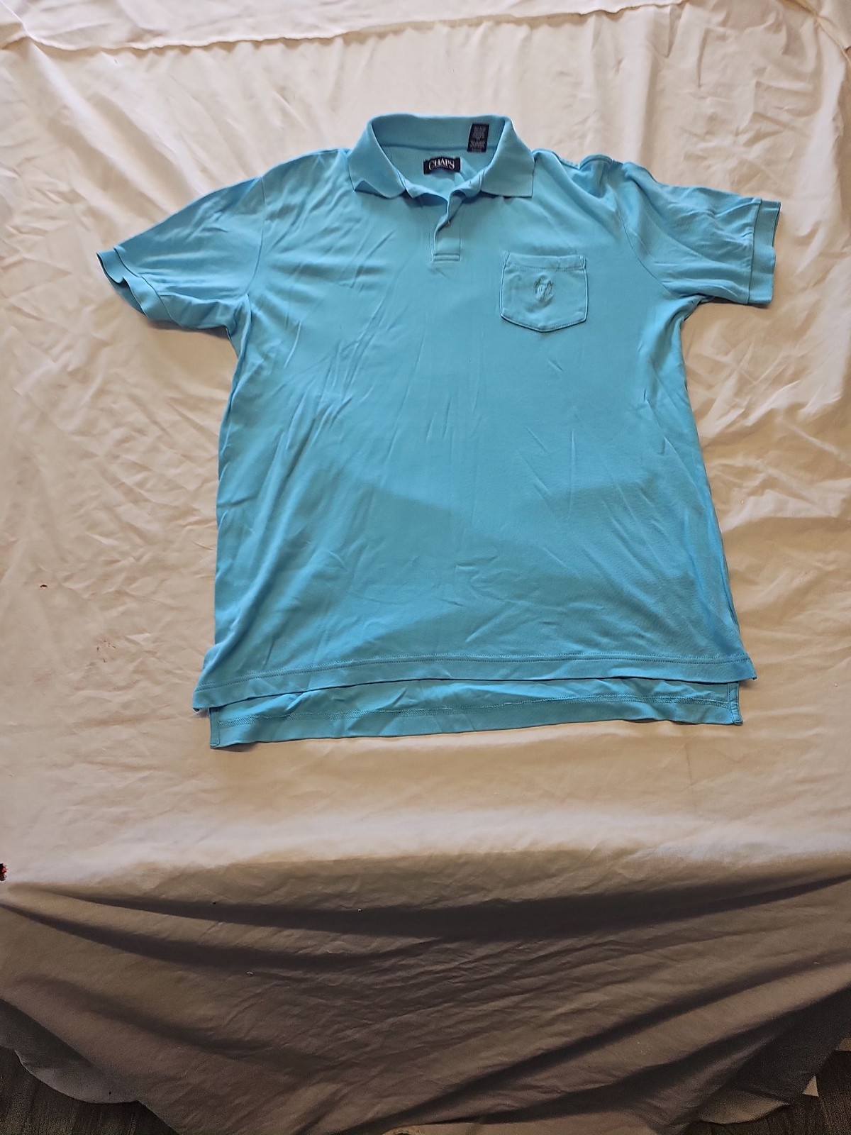 Chaps Light Blue Cotton Polo Shirt with Pocket Size m G519