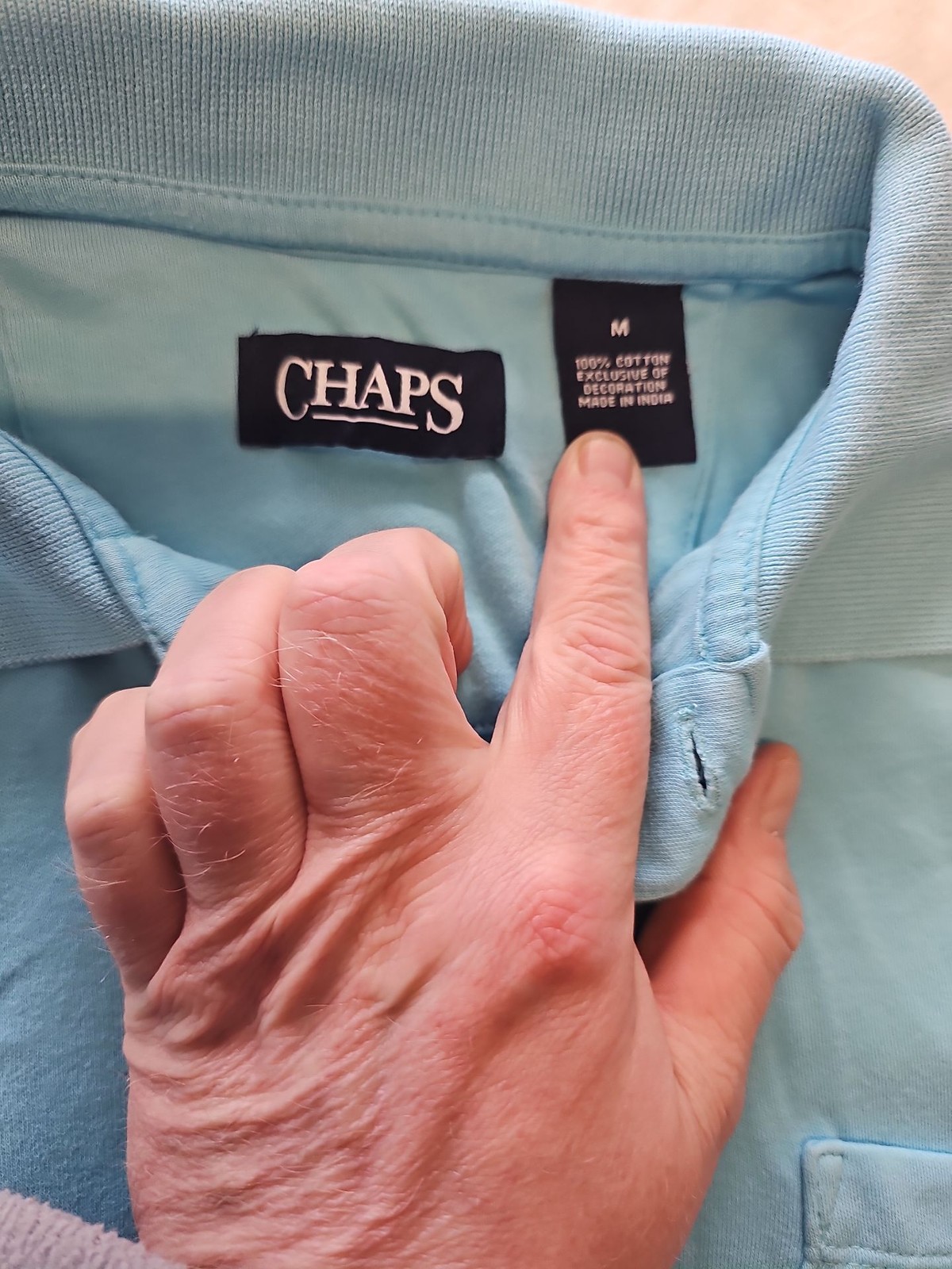 Chaps Light Blue Cotton Polo Shirt with Pocket Size m G519