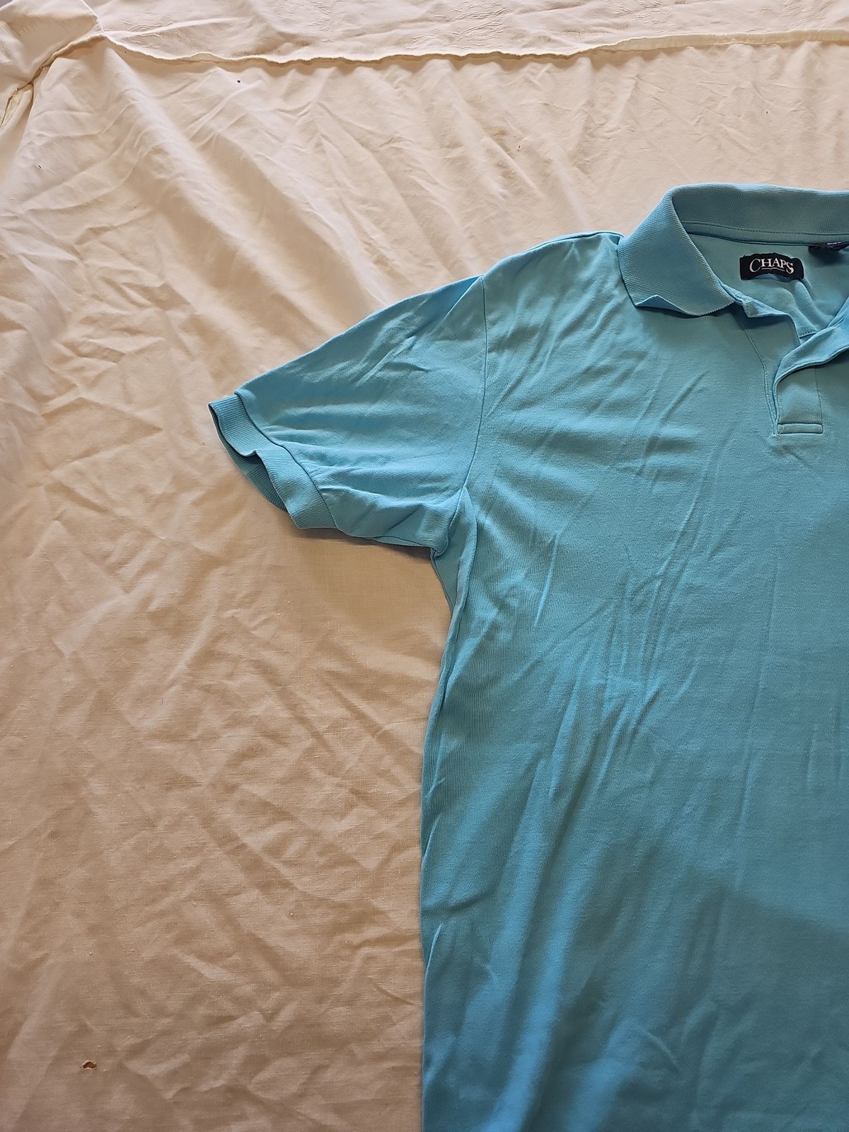 Chaps Light Blue Cotton Polo Shirt with Pocket Size m G519 - Image 3