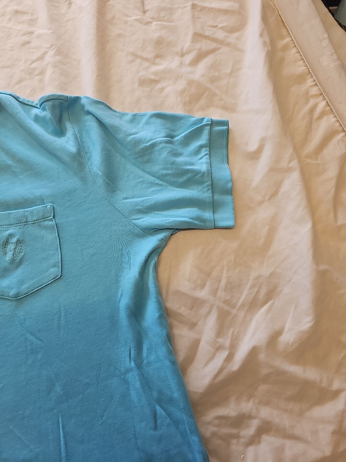 Chaps Light Blue Cotton Polo Shirt with Pocket Size m G519 - Image 4
