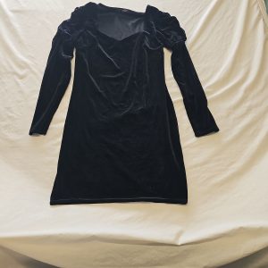 Quiz Black Velvet Ruched Shoulder Mini Dress  408