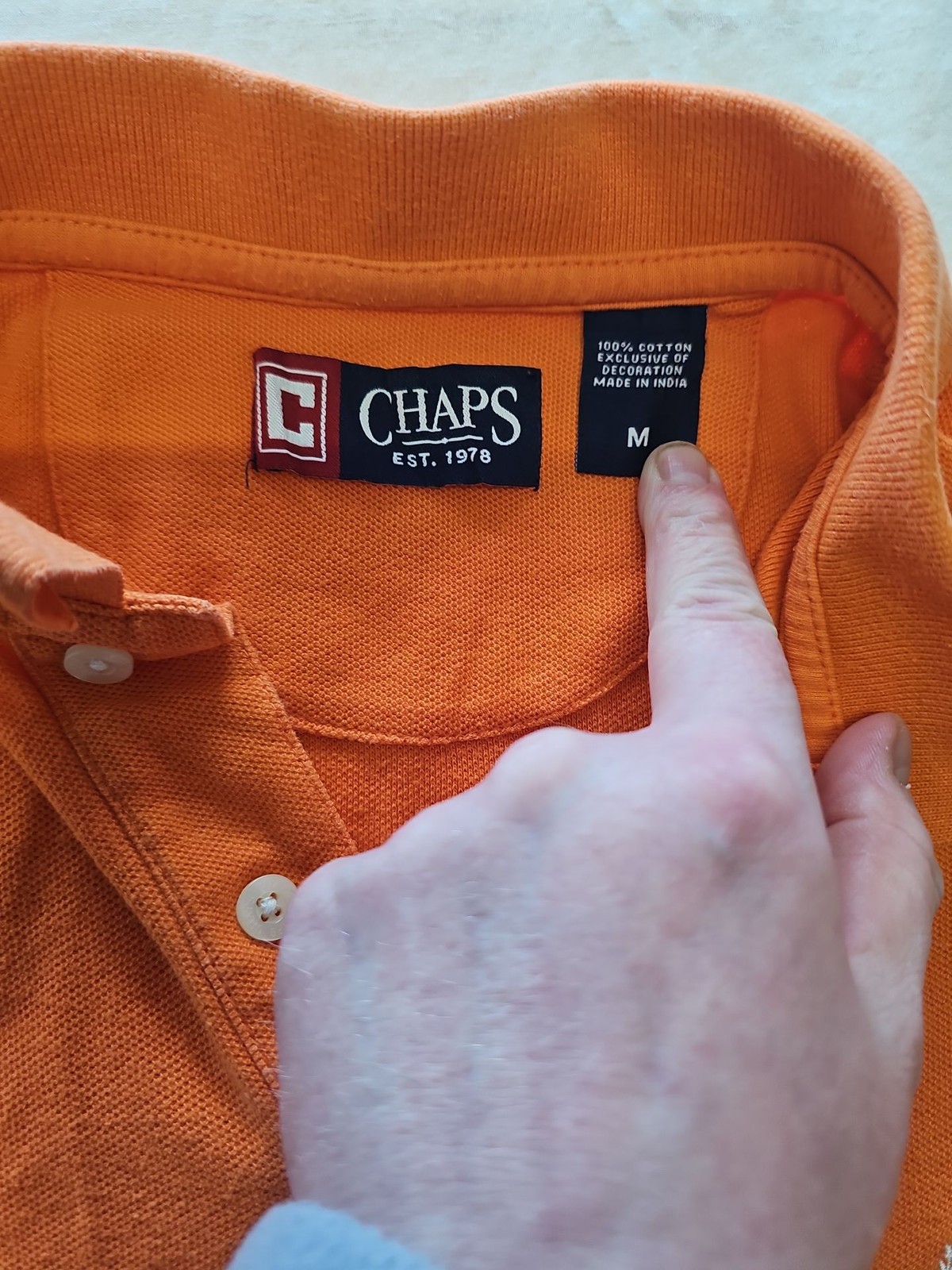 Chaps Men’s Orange Piqué Cotton Polo Shirt – Size M G520