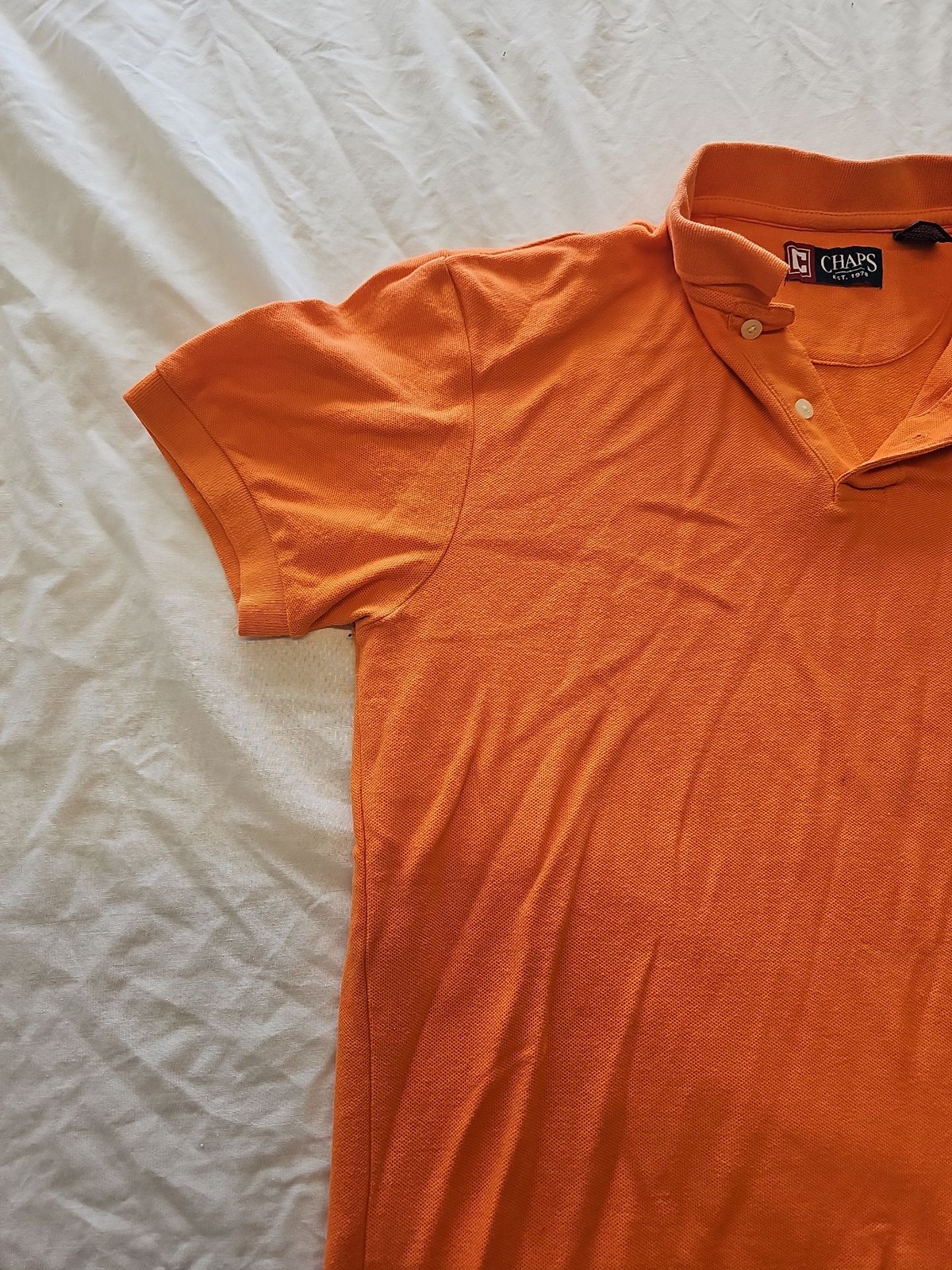 Chaps Men's Orange Piqué Cotton Polo Shirt - Size M G520 - Image 3