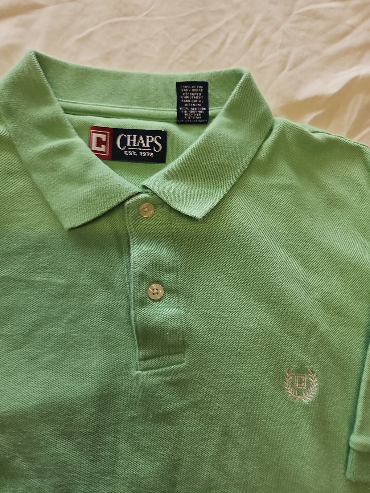 Vintage Chaps Mint Green Pique Polo Shirt Size L G568
