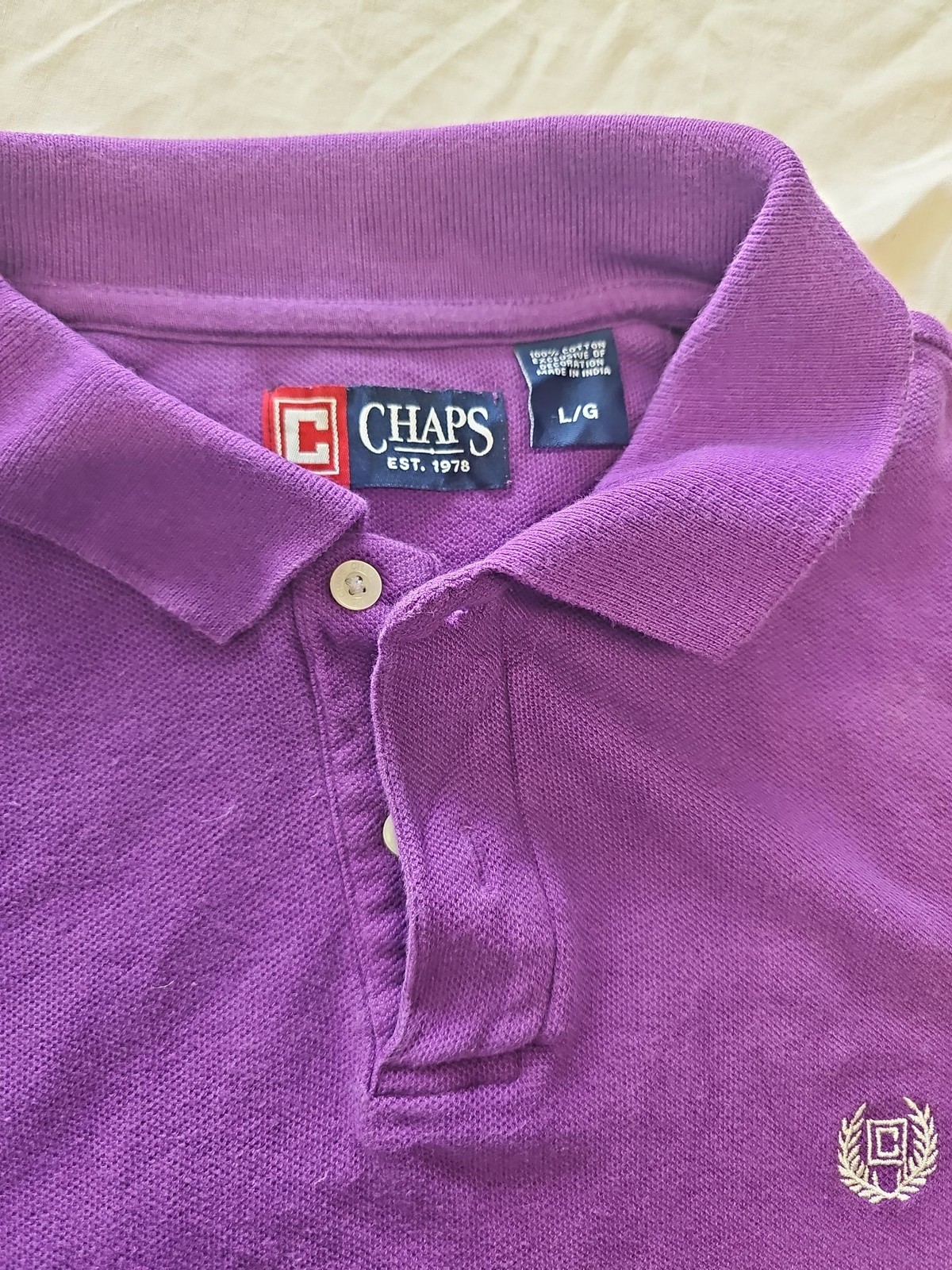 Chaps Purple Cotton Pique Polo Shirt – Men’s Large G567