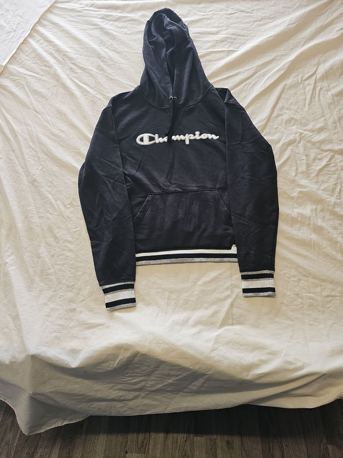 Champion Elite Women's Black Pullover Hoodie with Striped Trim G570