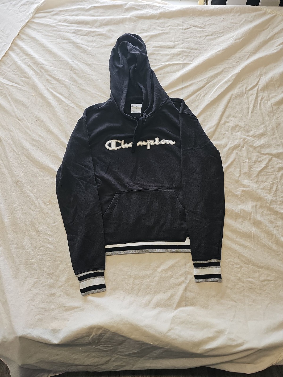 Champion Elite Women's Black Pullover Hoodie with Striped Trim G570 - Image 3