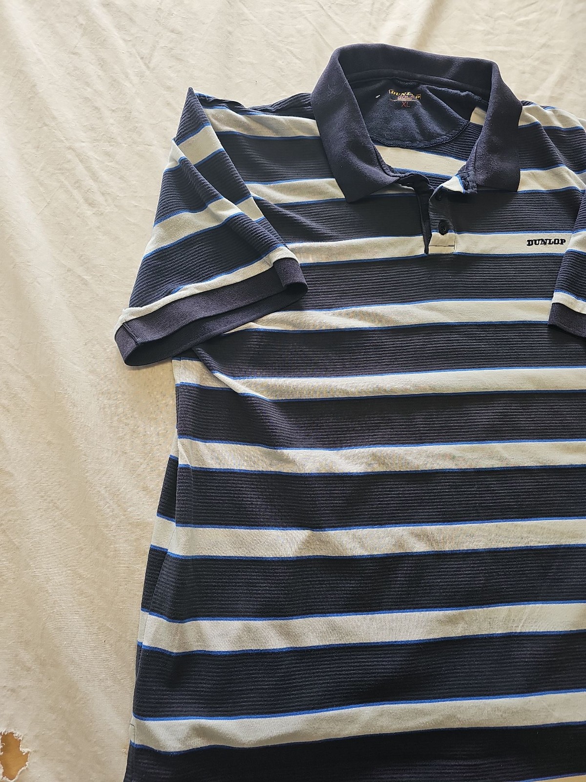 Dunlop Golf Men’s Striped Polo Shirt XL Blue White Large H597