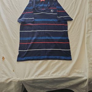 Vintage Kickers Navy Blue Striped Polo Shirt H598