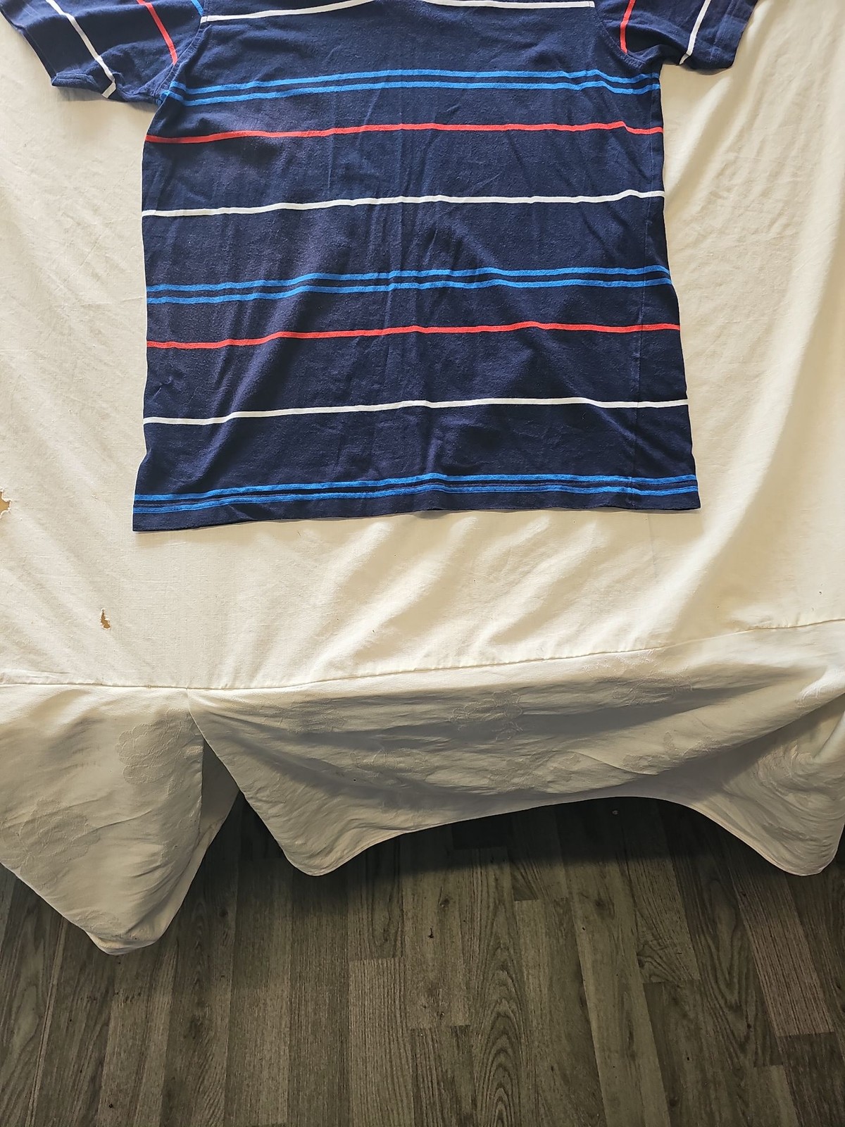 Vintage Kickers Navy Blue Striped Polo Shirt H598 - Image 6