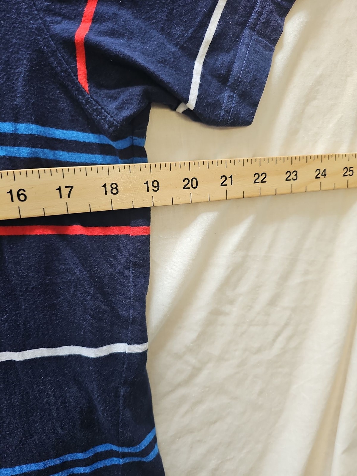 Vintage Kickers Navy Blue Striped Polo Shirt H598 - Image 7