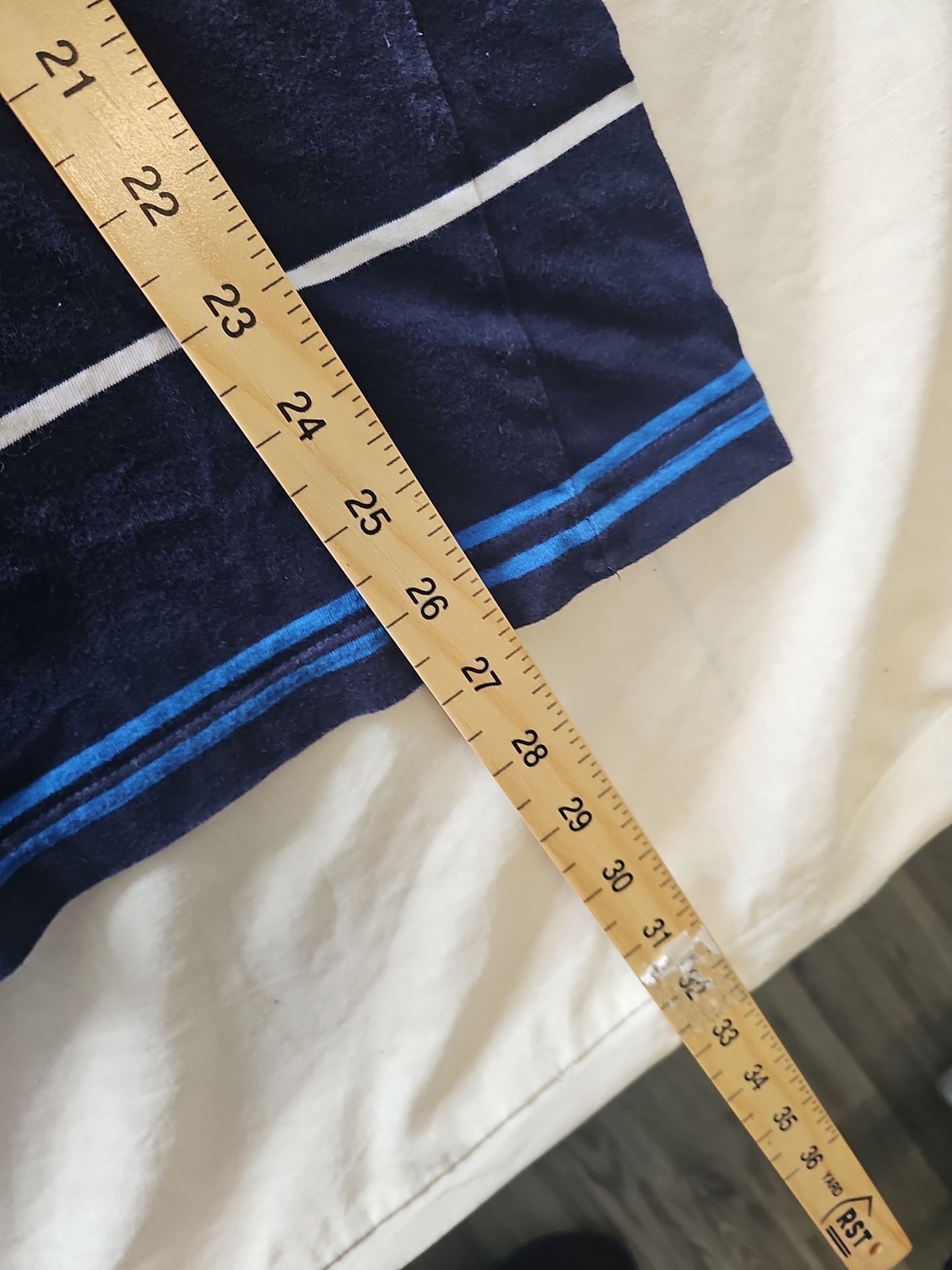 Vintage Kickers Navy Blue Striped Polo Shirt H598 - Image 8