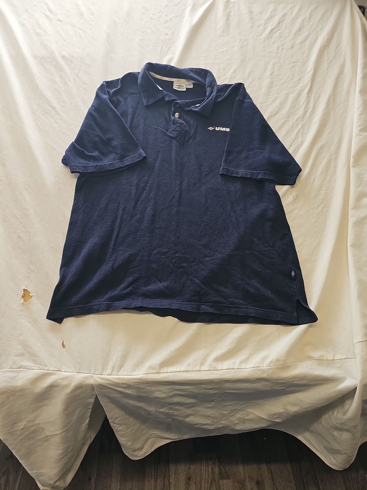 Vintage Umbro Navy Blue Pique Polo Shirt XL H599