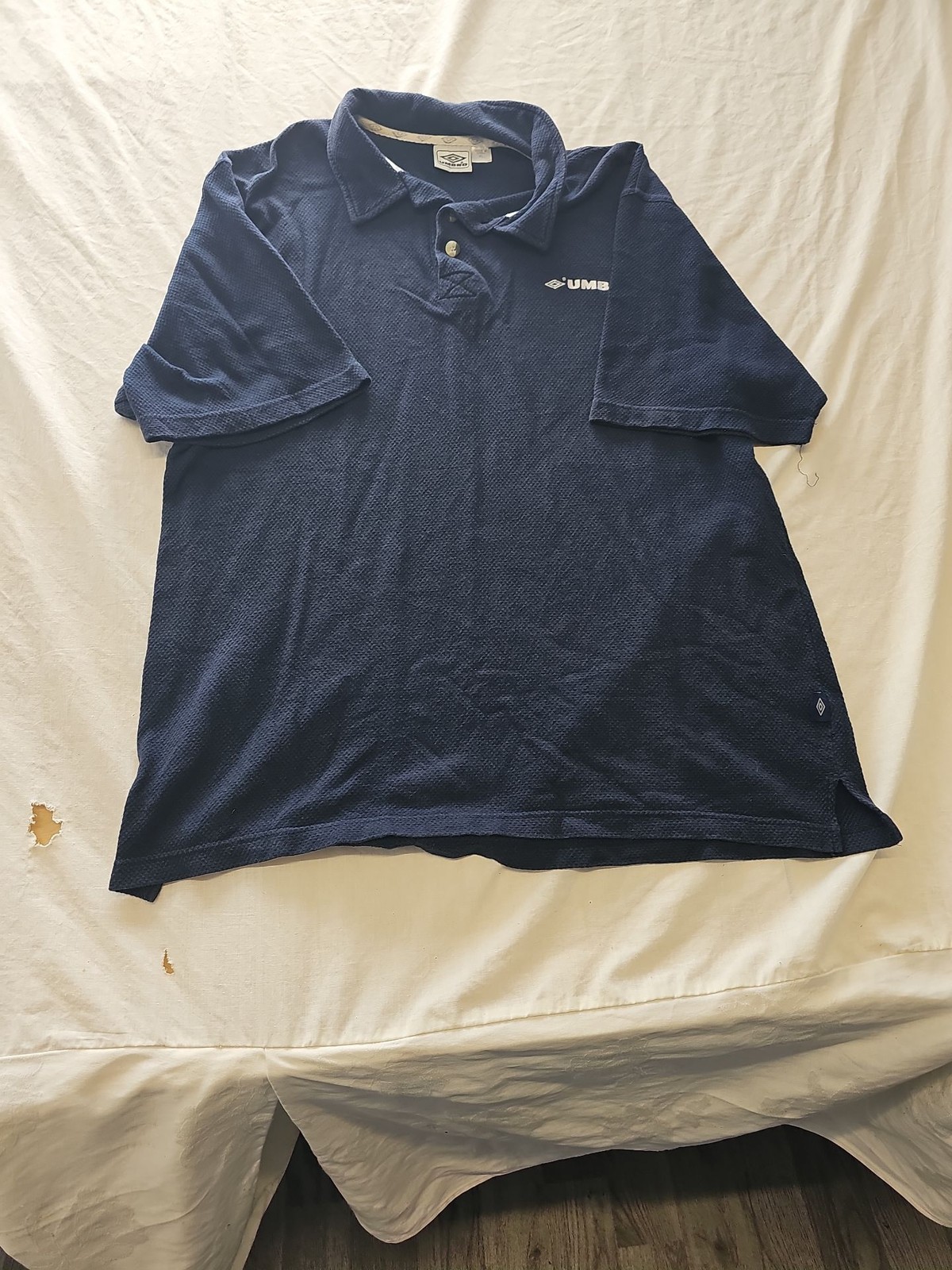 Vintage Umbro Navy Blue Pique Polo Shirt XL H599